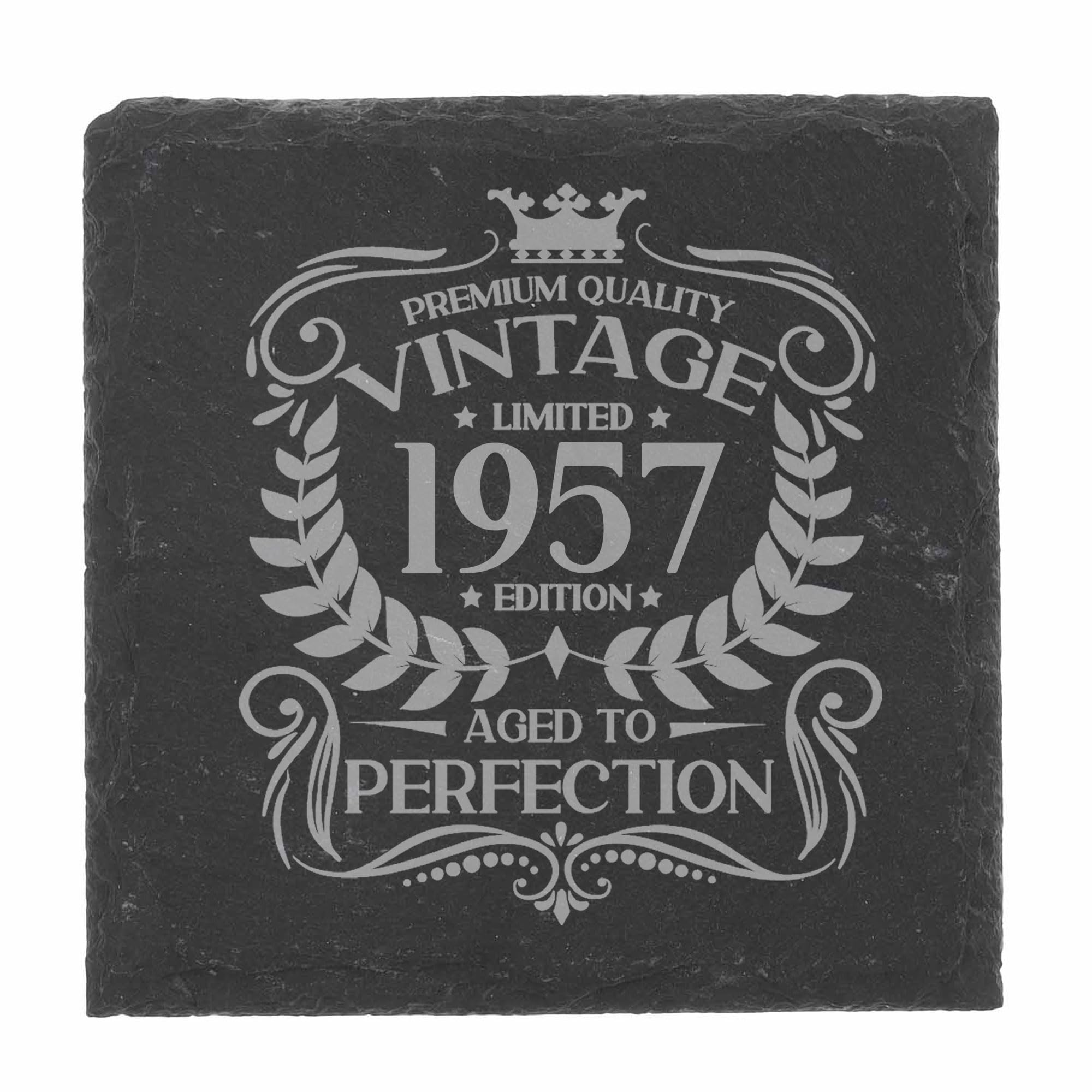 80th Birthday Gift for Men Vintage 1946 Aged to Perfection Engraved Slate Coaster Present for 80 Year Old Etched Natural Slate Placemat (Round Slate) — view 154