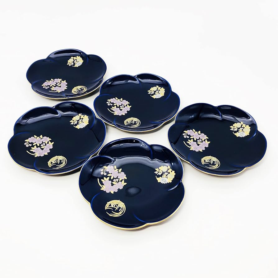 Amazon.co.jp: 香蘭社 銘々皿 ルリ花丸紋 瑠璃 12.7cm R3003-FS4