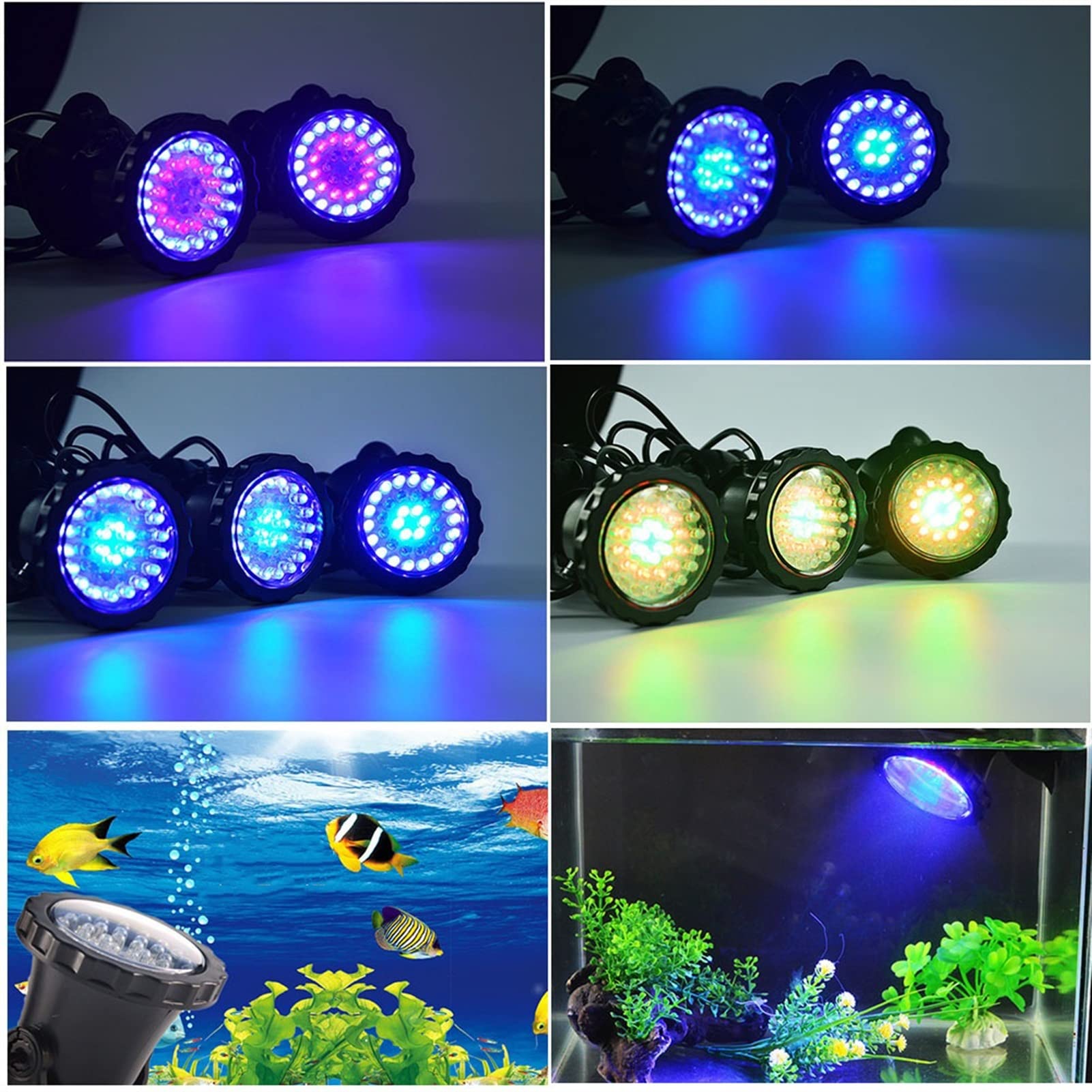 Luz para Piscina DIRIGIÓ Lámparas bajo el agua Lámpara impermeable RGB 36 LED Luz del punto submarino for la piscina Fountens Pond Water Garden Aquarium Luces Sumergibles ( Color : 3 bulbs set , Size