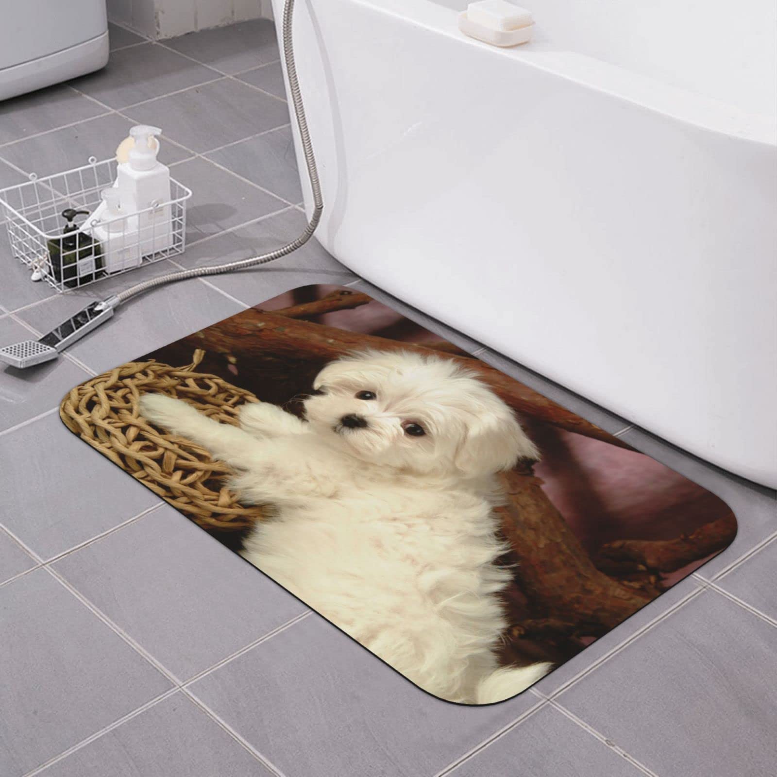 Tapis de bain super absorbant à séchage rapide motif caniche 40x60 cm tapis douche