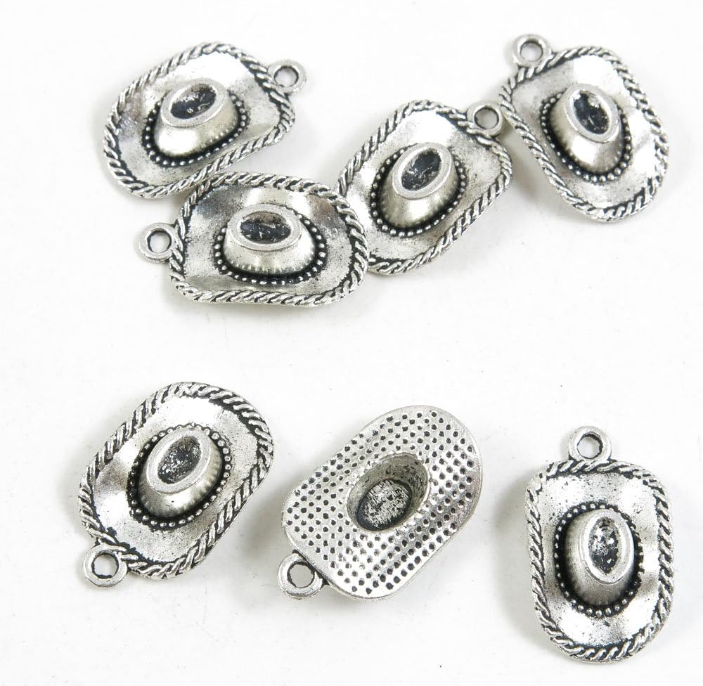 230 Pieces Antique Silver Tone Jewelry Making Charms Supply Wholesale Y8MA3 Cowboy Hat
