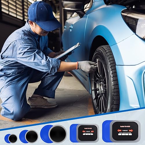 Miniatura 6 de Tallew 100 parches de neumáticos de 5 tamaños de goma radial de reparación de neumáticos, kit de tapones de reparación de emergencia resistente para