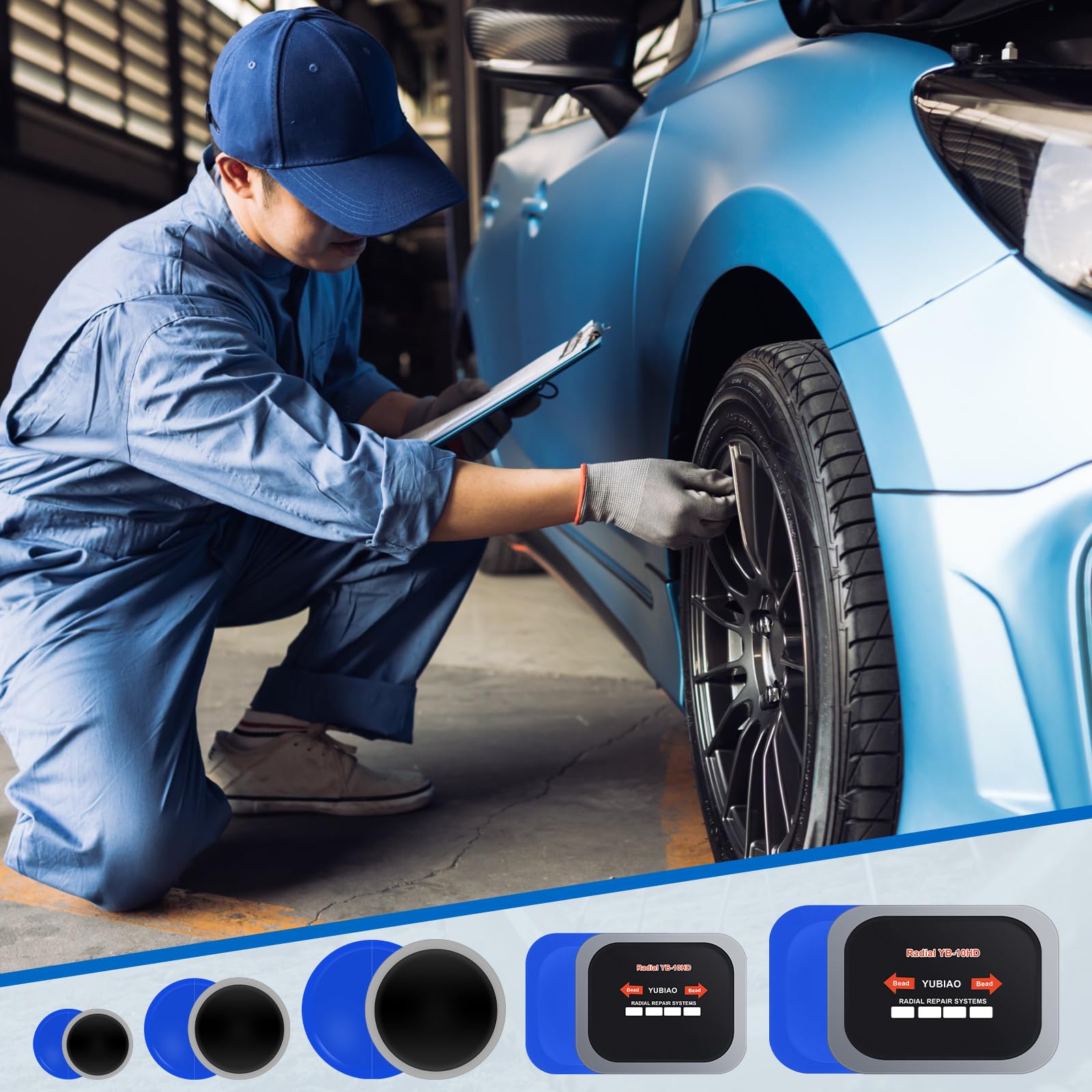 Tallew Toppe per pneumatici, 5 misure, in gomma, per riparazione di pneumatici, kit di riparazione di emergenza per forature, auto, camion, autobus, trattori, veicoli e moto, 32, 42, 58, 65 x 80, 85 x
