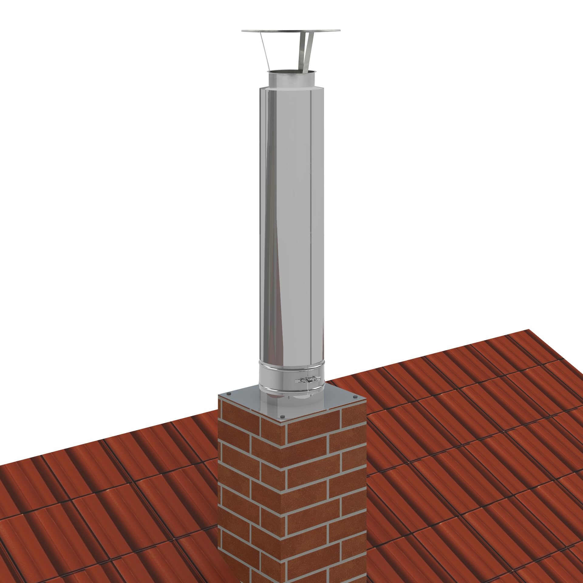 Kamin-Verlängerung 180mm 1m Länge NewLine Erhöhung Schornstein-Aufsatz Edelstahl 25mm Isolierung 0,5mm Materialstärke Erweiterung für gemauerten Schornstein Zugverbesserung
