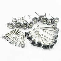 Vista 2 de 30 piezas de rueda de cepillo de alambre, vástago de 1/8 pulgadas, kits de cepillos de alambre de acero prensado grueso para herramienta giratoria