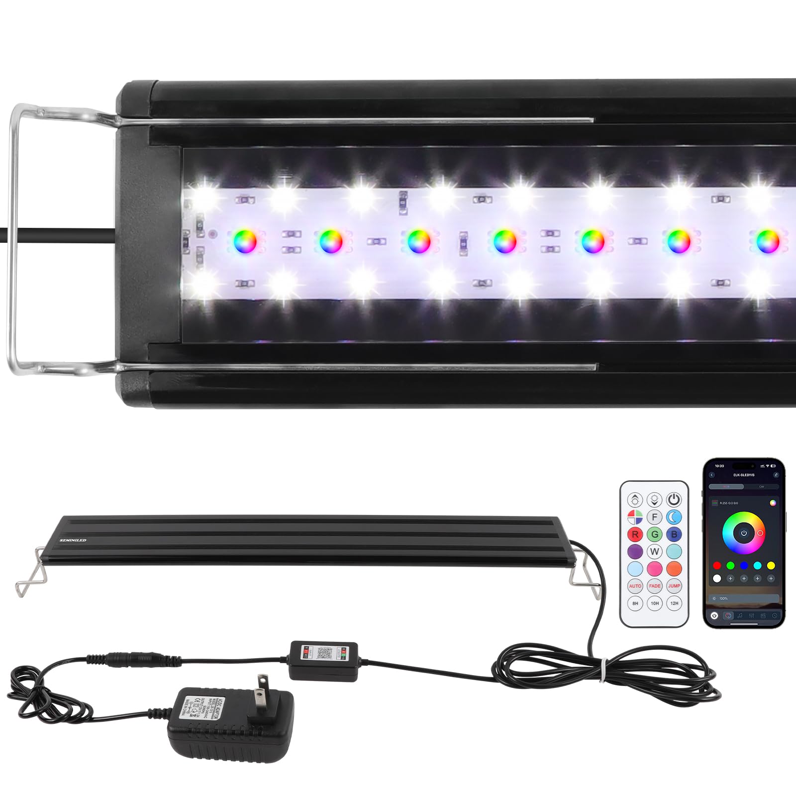 NEWNEN LED Fish Tank Light: DlY Full Spectrum Aquarium Light with Remote&APP Control, Extendable Brackets - Adjustable Timer Brightness Fish Tank Lights with RGB Color Changing for 45-60cm Fish Tank