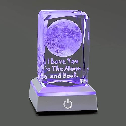Miniatura 20 de hochance - Lámpara de decoración Rosa, luz nocturna multicolor de cristal 3D, ideas de regalos para Navidad para novia, esposa, madre, pareja