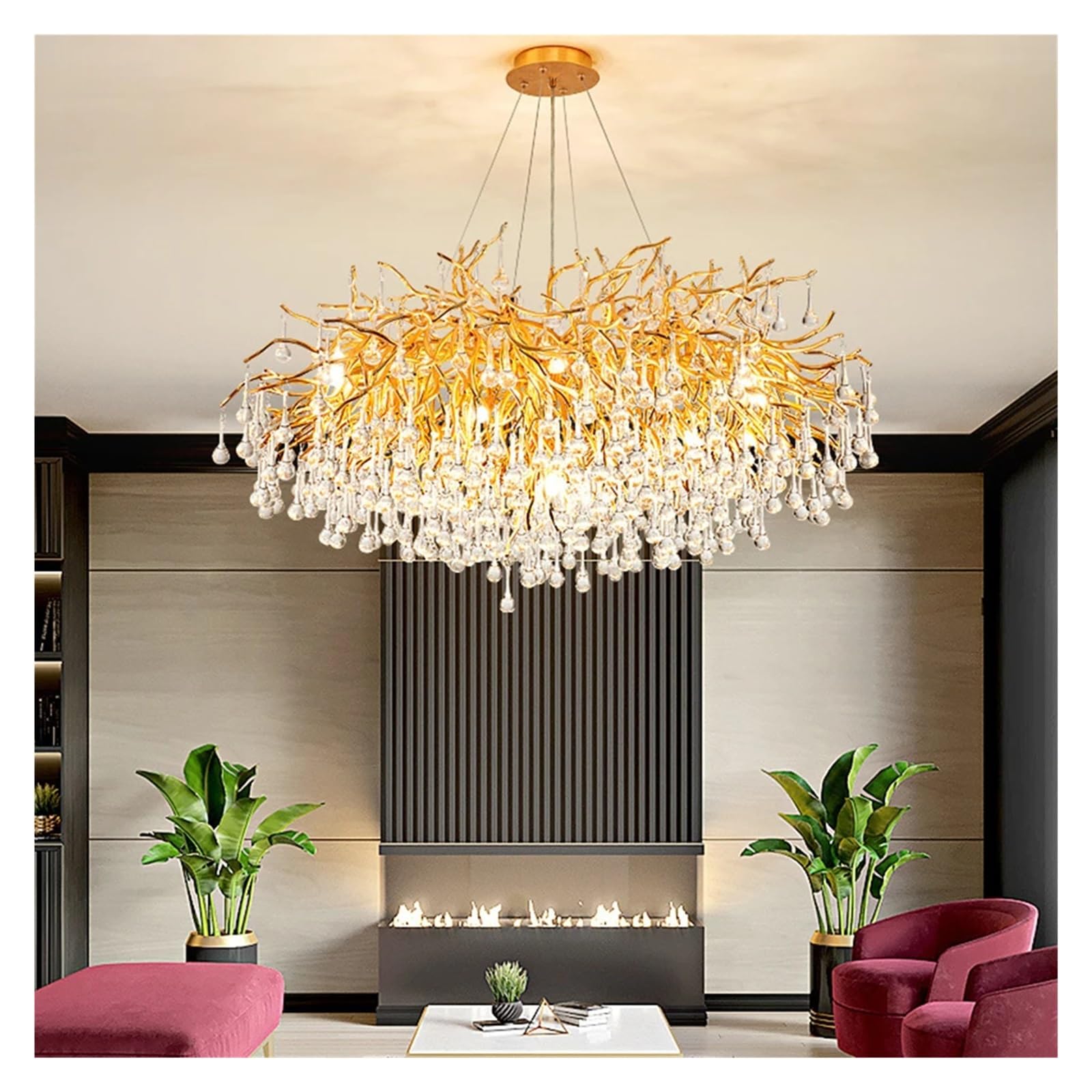 PCXEHUYP Living staircase villa warm chandelier crystal aluminum,Contemporary Dining Room
