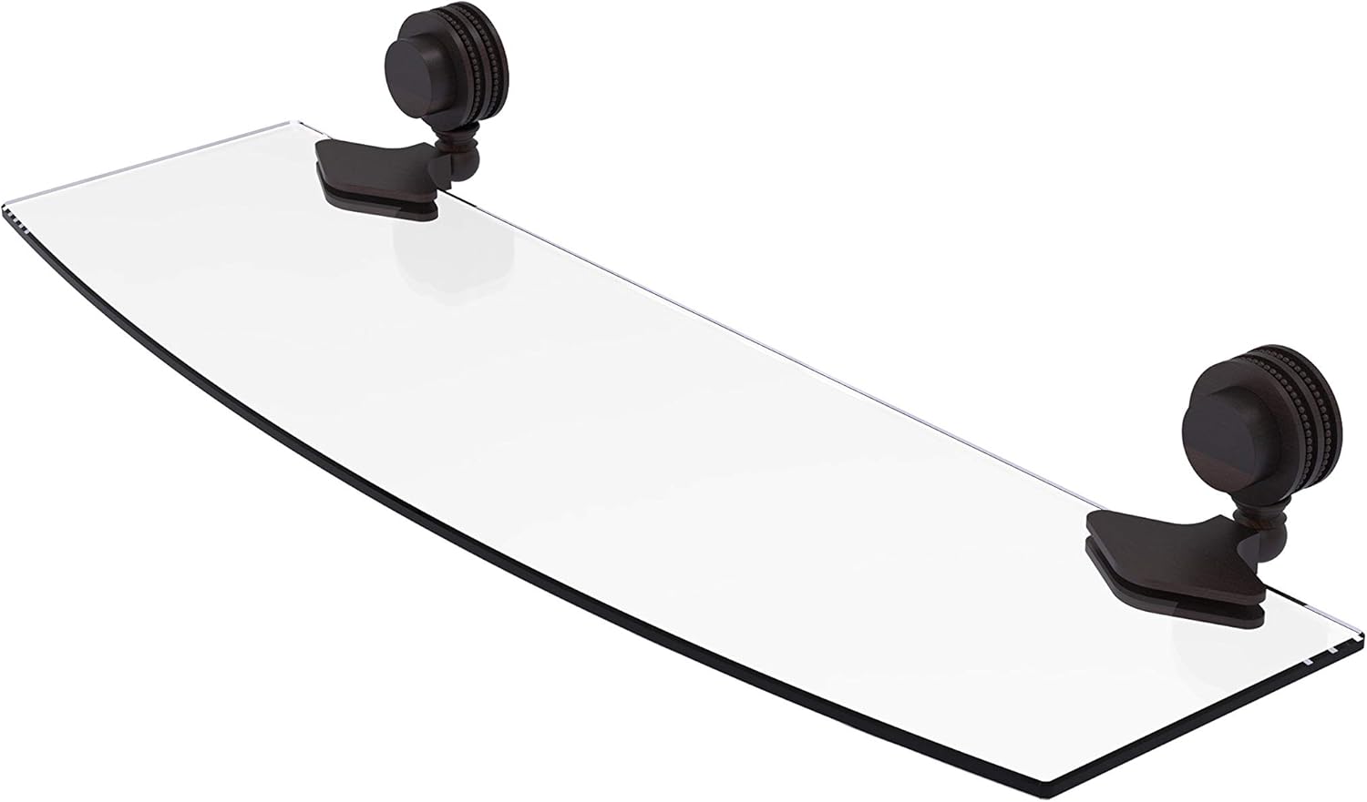 Allied Brass 433D/24-SCH 433 D Venus Collection Inch Dotted Accents Glass Shelf, 24-Inch by 5-Inch, Satin Chrome