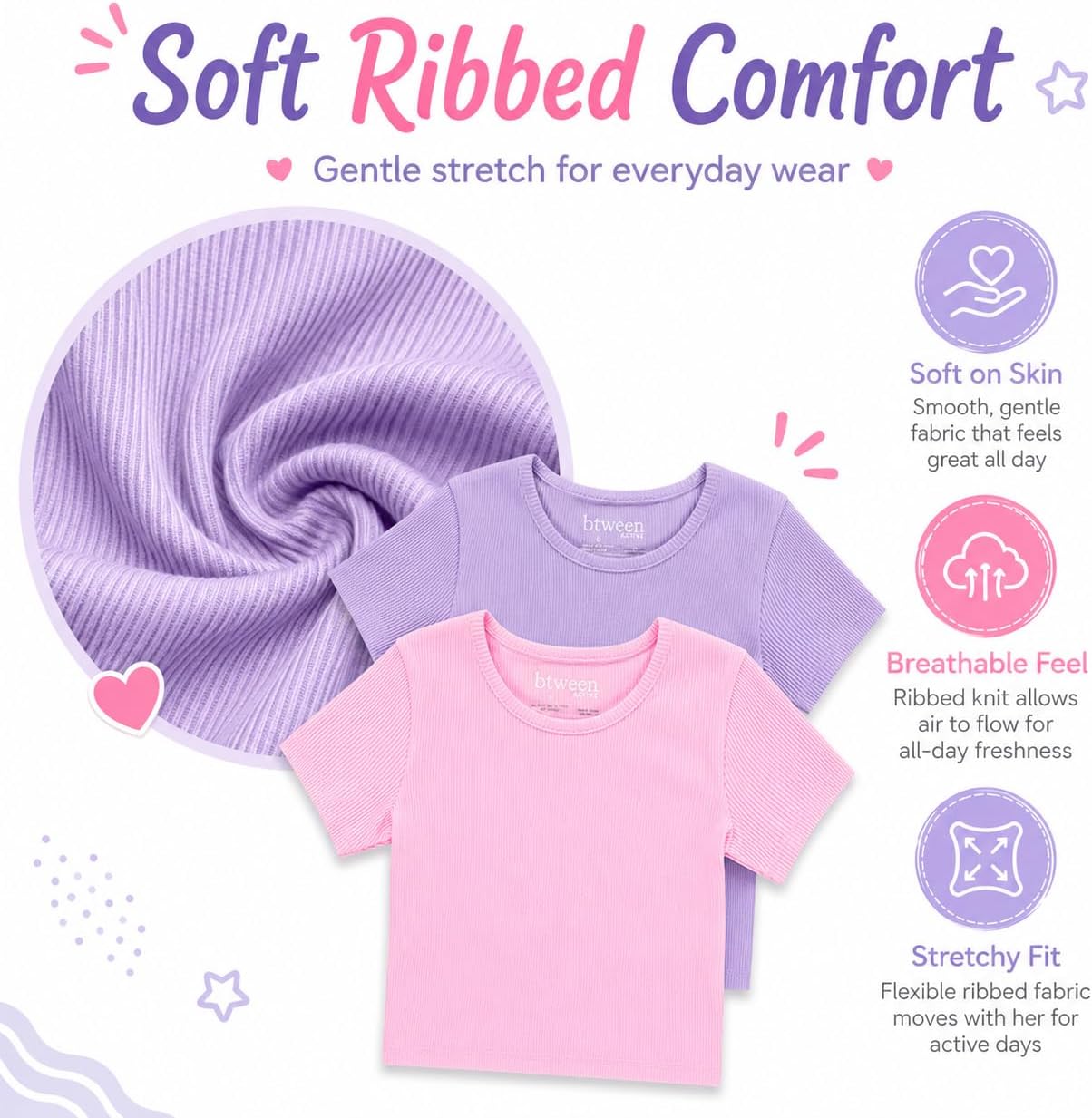 BTween Girls 4 Pack Ribbed Tank Tops Sleeveless Cotton Blend Tees for Everyday Wear, Layering, or Summer Outfits (Sizes 4-14)