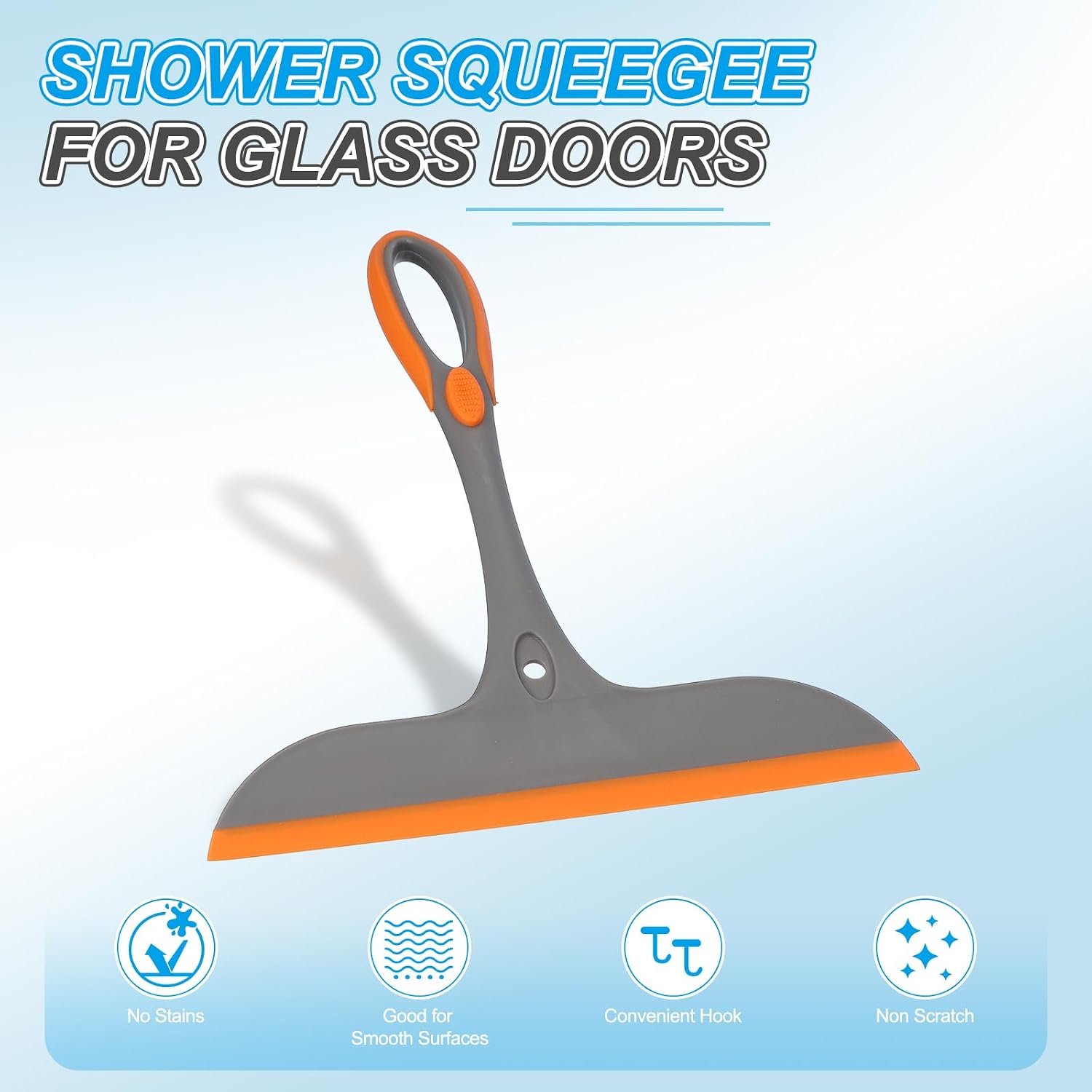 PATIKIL 10 Inch Shower Squeegee for Glass Doors, 2PCS All-Purpose Shower Squeegee for Tile Shower Walls Window Car Windshield, Light Grey
