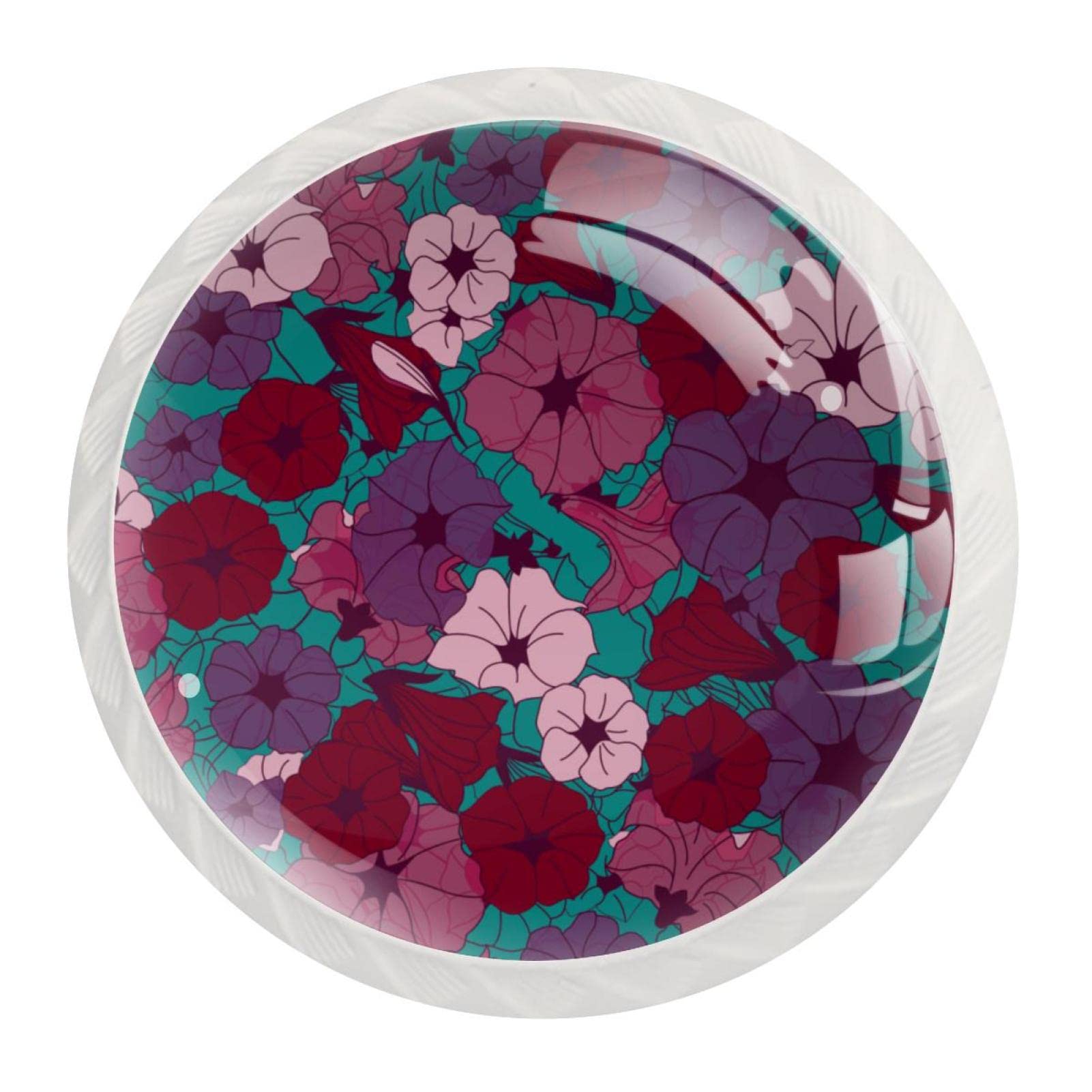 6 Pomelli In Cristallo Per Mobili - Design A Fiore, 43mm, Per Armadi, Cassetti E Porte