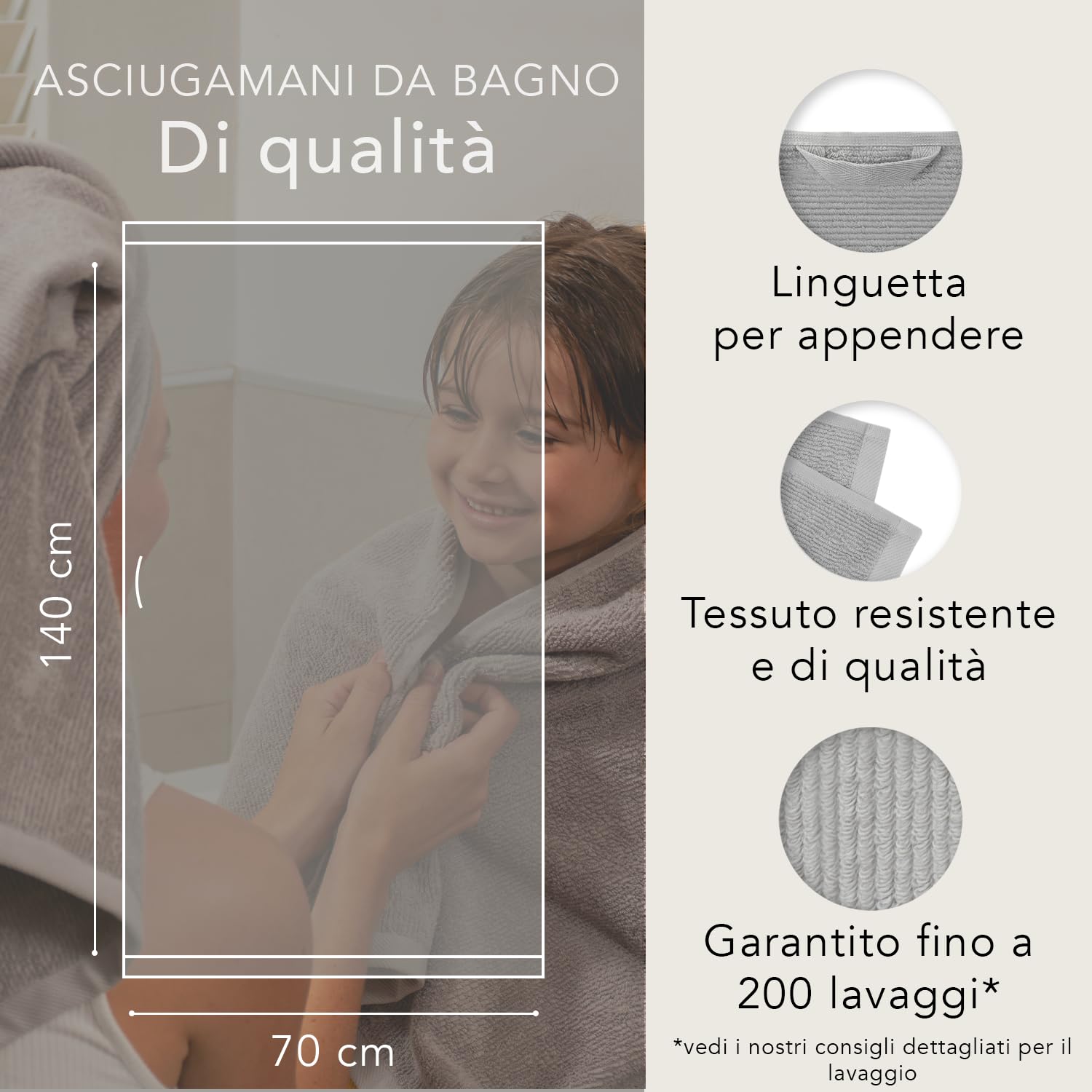 Set Asciugamani SEMAXE Da 6 Pezzi: 2 Bagni+2 Mani+2 Salviette - Foto 7