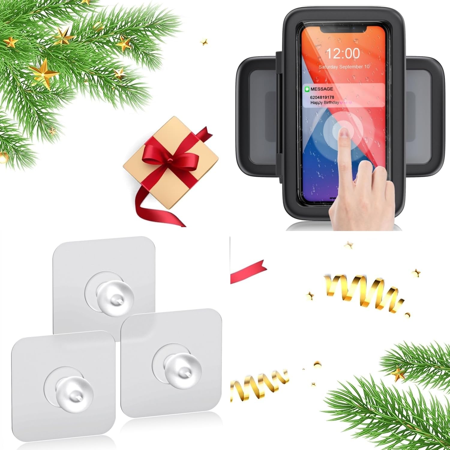 LC-dolida 3 Pcs Adhesive Replacement for Shower Phone Holder Phone Stand Case Mount for Bathroom Batheub Kitchen Wall Mirro Compatible with iPhone 15 14 13 12 11 Plus Pro Max XS XR up to 6.8" Cell Pho