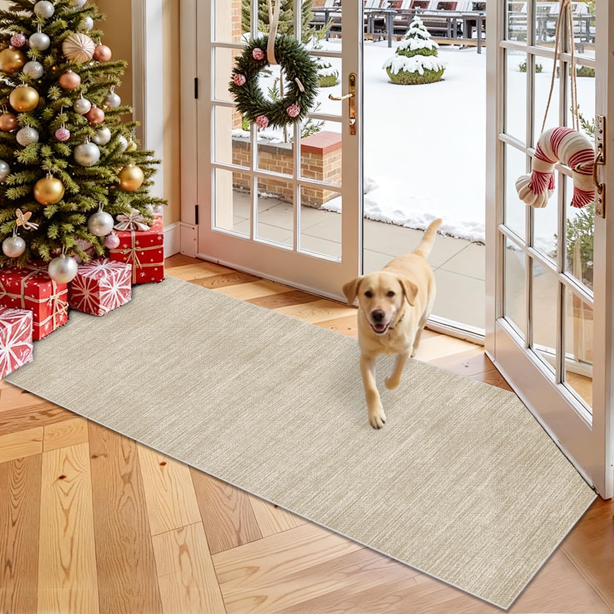 Läufer Teppich Flur 90 x 400 cm Küchenläufer rutschfeste Teppichläufer Flur Waschbar Küchenmatte Flurteppich Küchenteppich Fußmatte Groß Schmutzfangmatte Innen Teppich Läufer für Küche
