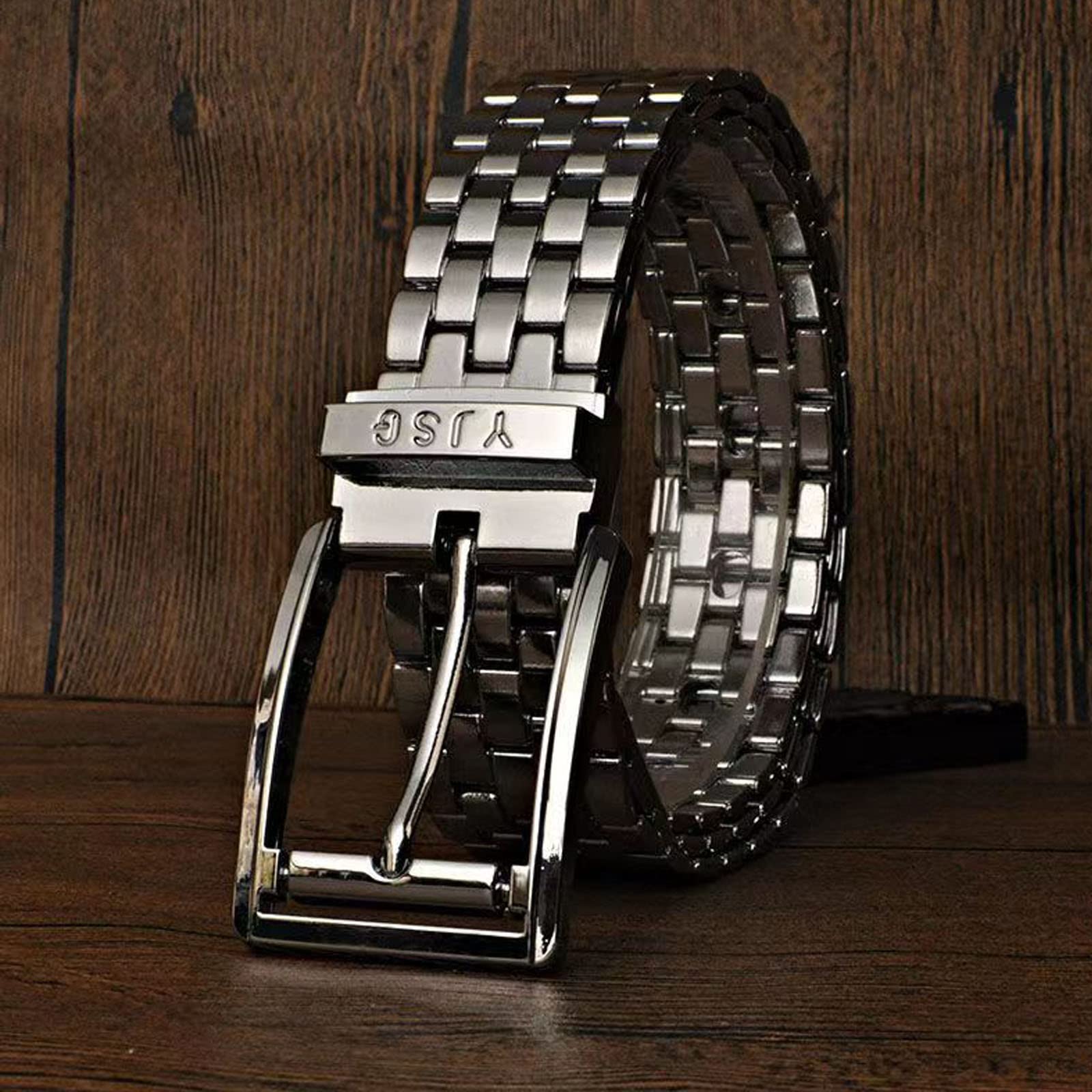 Metallgürtel Herren, 304 Edelstahlgürtel für Herren Persönlichkeit Taillenkette Jagd Outdoor Klettern Westerngürtel