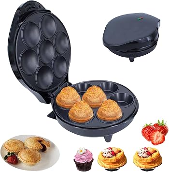 Nonstick Mini Pie & Quiche Maker, Double-Sided Heating with LED Indicator, Non-Slip Feet, for Baking Snacks Desserts, Easy Clean