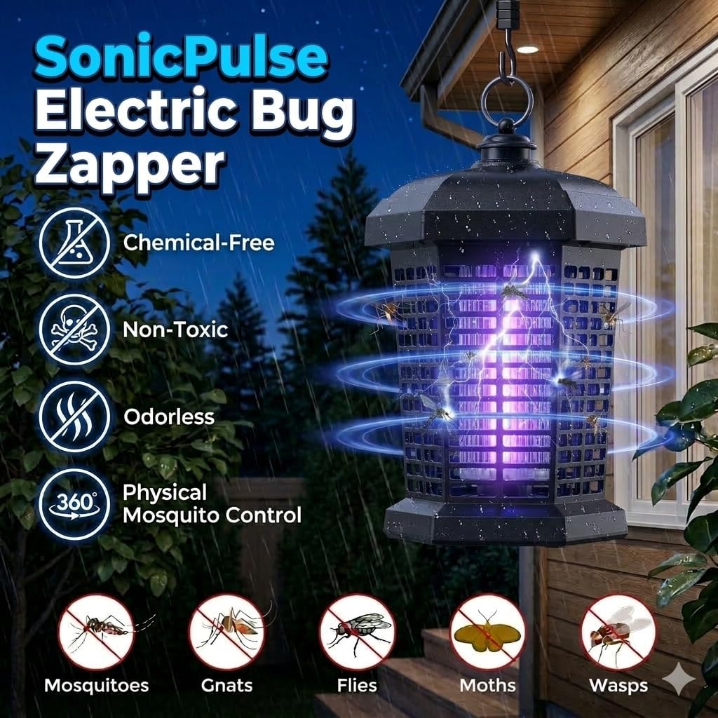 Bug Zapper Outdoor/Indoor,Electric Mosquito Zapper Killer,Fly Zapper,Outdoor Waterproof Fly Traps,4200V High Powered Insects Zapper Killer for Home, Patio, Backyard,Garden,Camping
