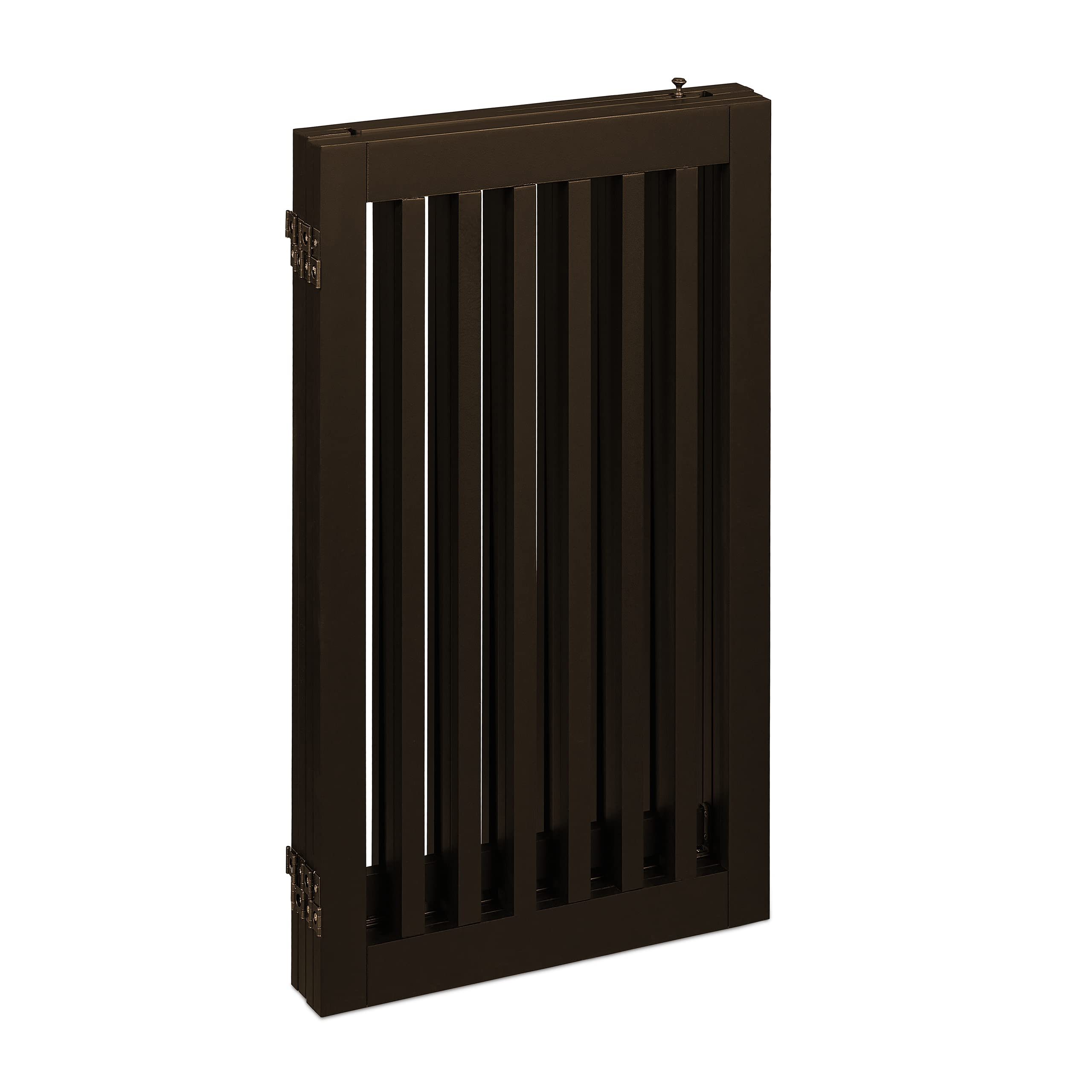 Relaxdays Barrera Seguridad Niños, Valla Protectora, Puerta, 92x206cm, Plegable, Cerca Protección Bebés, Perros, Marrón
