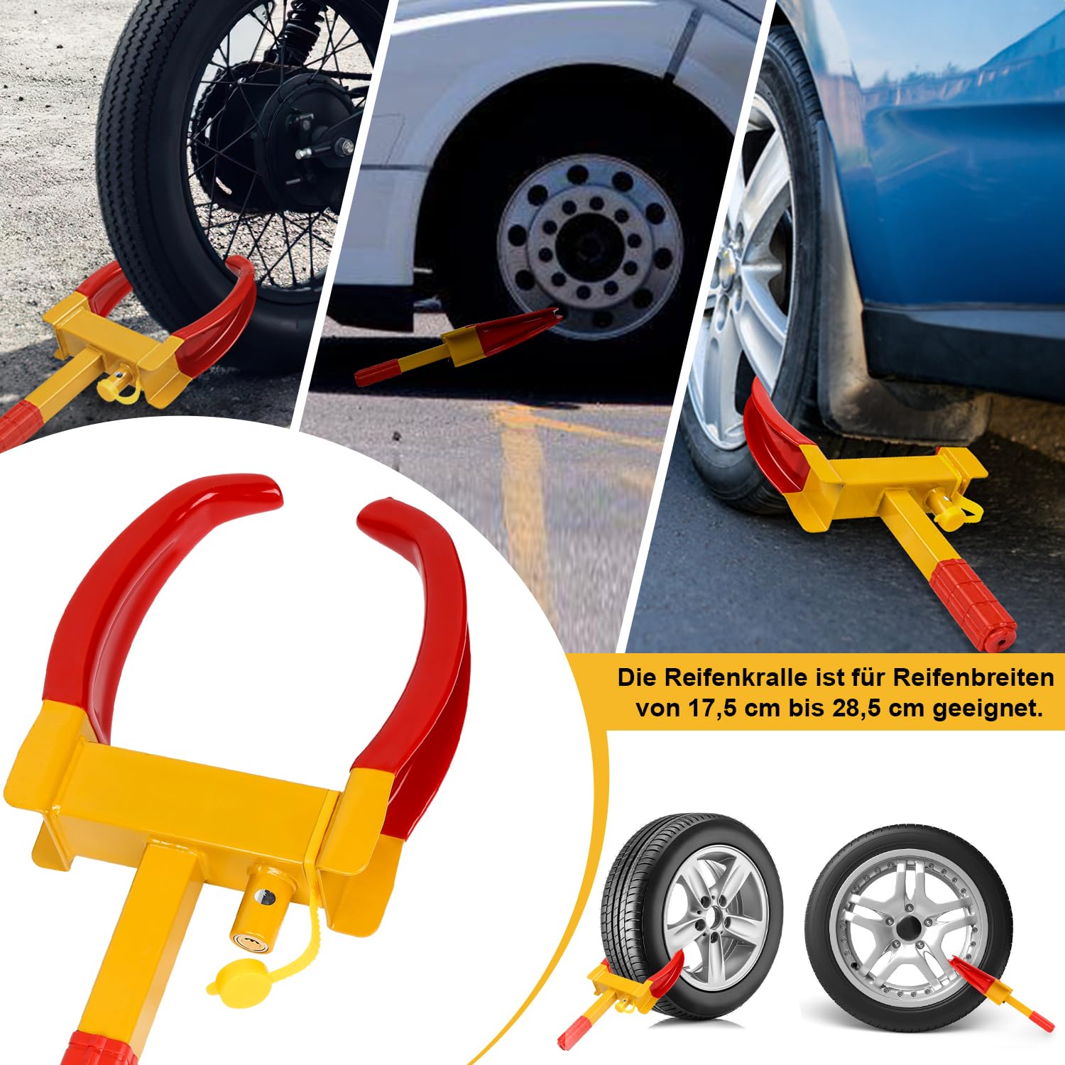 Jopassy Sabot de roue antivol universel réglable pour voitures, caravanes, remorques, protection PVC, antivol