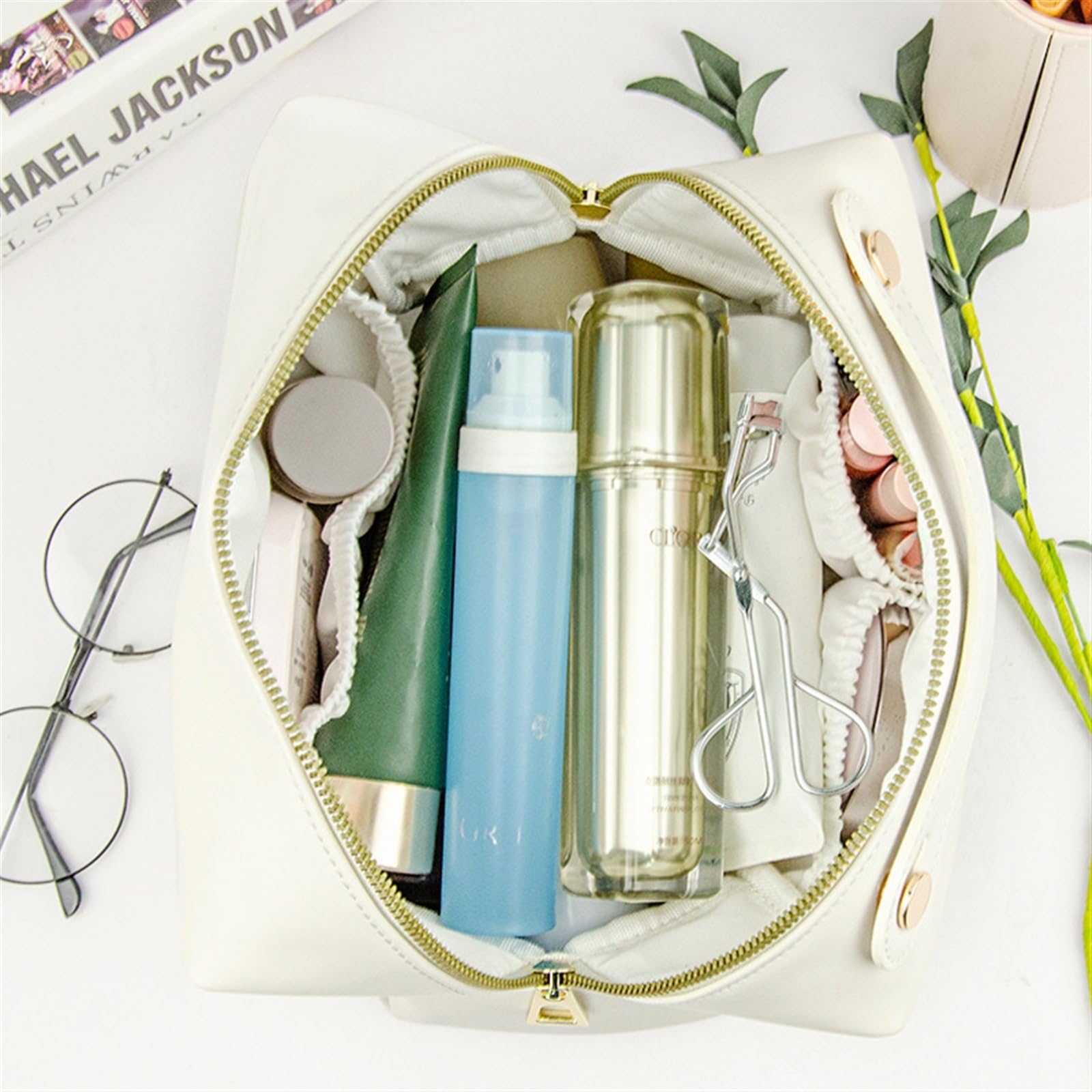 Borsa Cosmetica Grande Capacità Ins Stile Borsa Da Lavaggio Di Alto Valore Senior Da Viaggio Impermeabile per Donna Uomo(L)