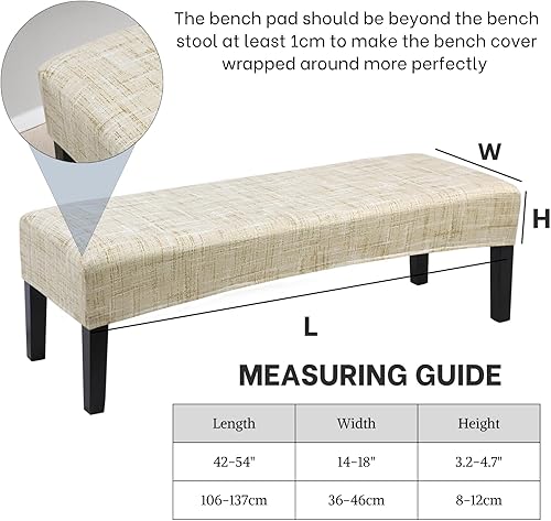 Vista 91 de SearchI Funda para banco de comedor, fundas largas elásticas y lavables para asiento de banco de banco rectangular, para comedor, sala de estar