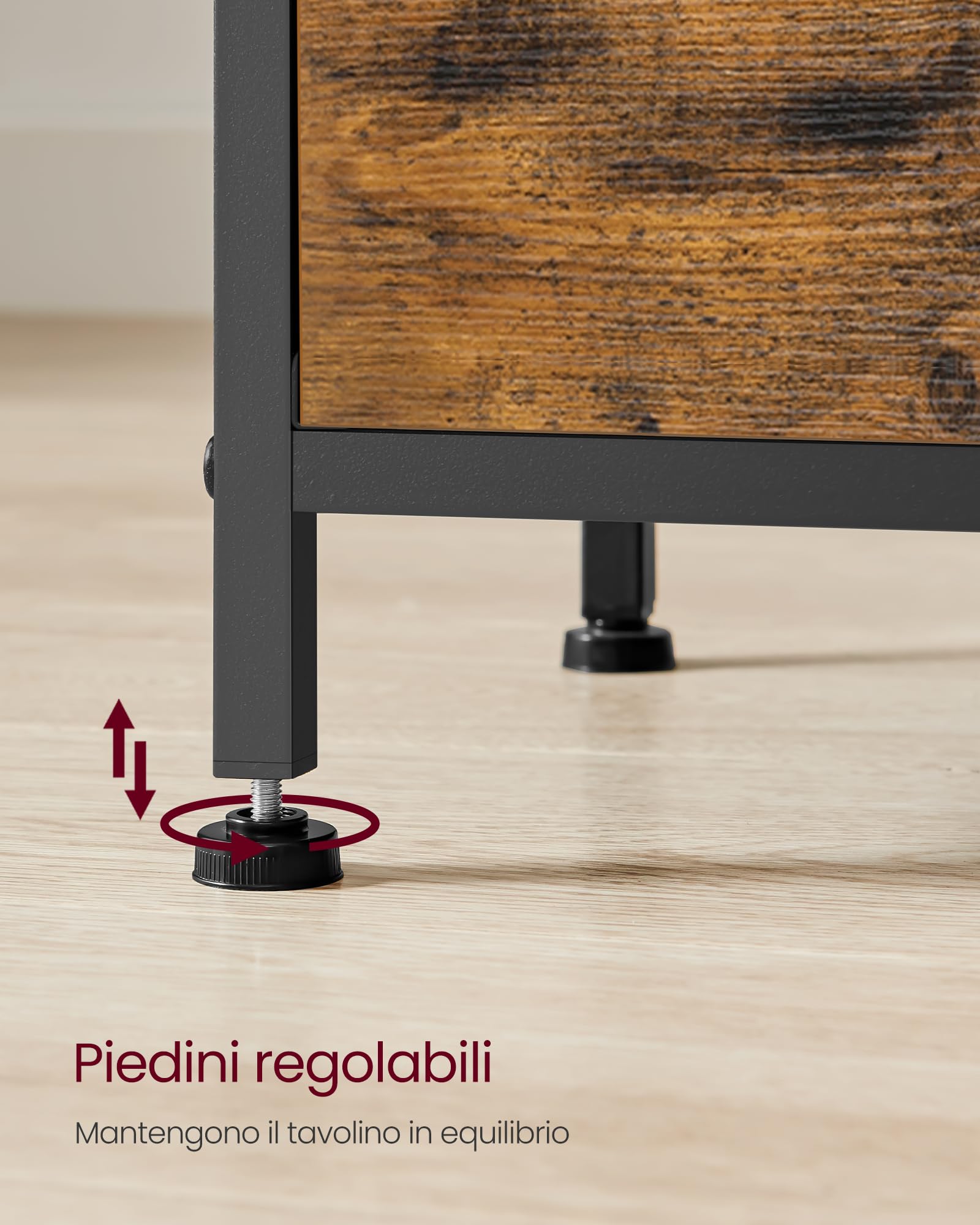 VASAGLE Set di 2 Comodini, Tavolino con 2 Cassetti in Tessuto, Alto 61 cm, con Ripiano Portaoggetti, per Soggiorno Camera da Letto, Marrone Vintage, Inchiostro e Nero Opaco LGS225K01, 38 x 28 x 61 cm