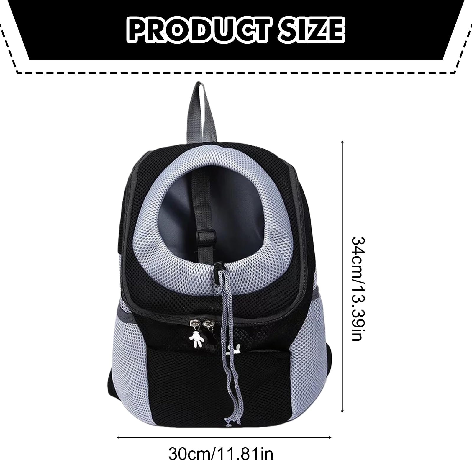 Mochila transportadora para perros: 34 x 30 x 16 cm, color negro, plegable, mochila para mascotas para perros pequeños y gatos, mochila para mascotas de 1 a 5 kg, bolsa para cachorros