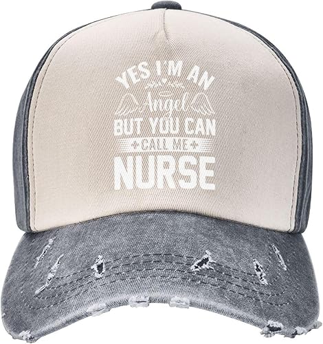 Yes I M an Angel But You Can Call Me Nurse Nurse Baseball Cap for Men Women Hats Adjustable Vintage Washed Cotton Dad Hat