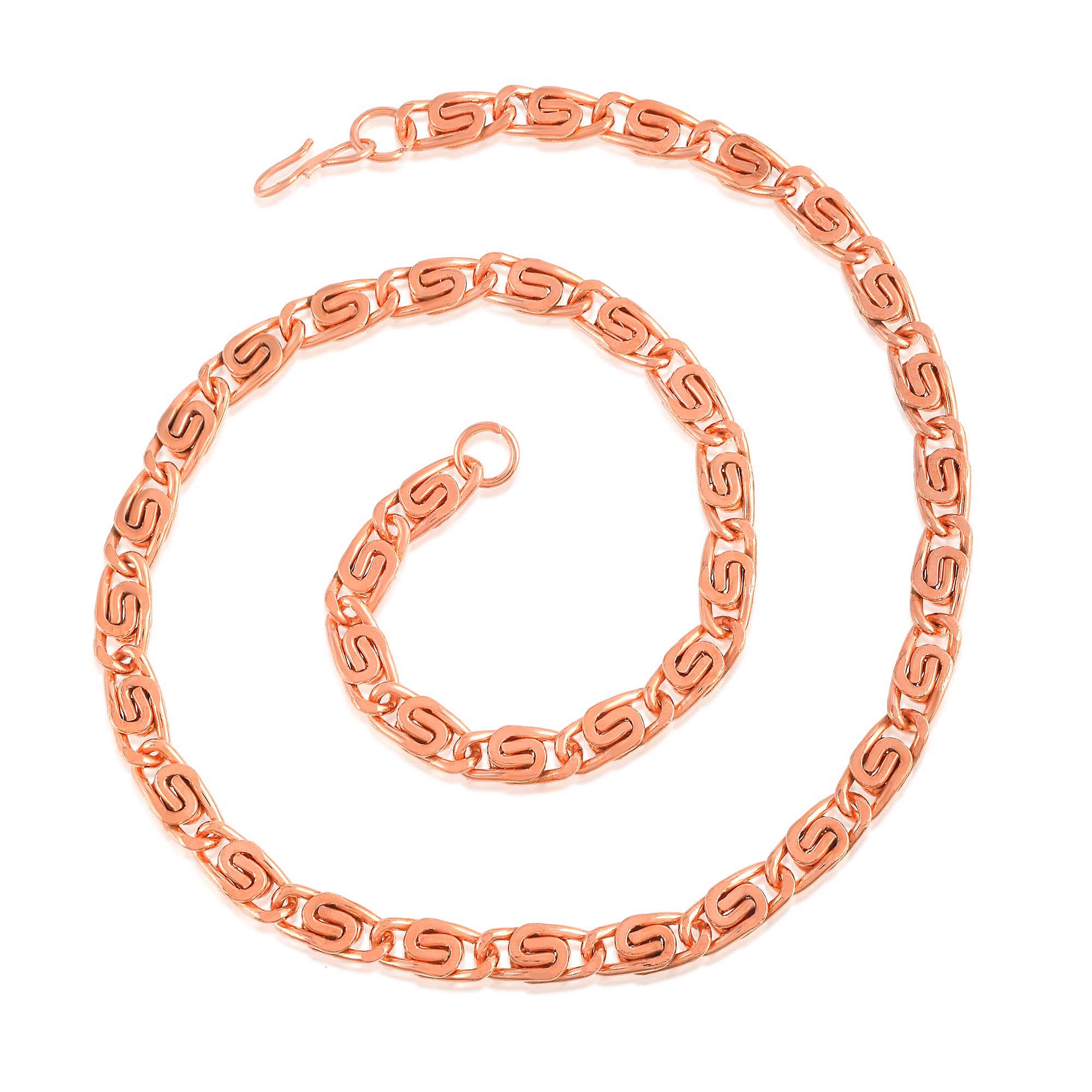 Missmister Creations Pure Copper Chain Necklace for men women pink rose gold finish (20 Inch/7mm/41 Grams((MM8331NKNI)-image-10