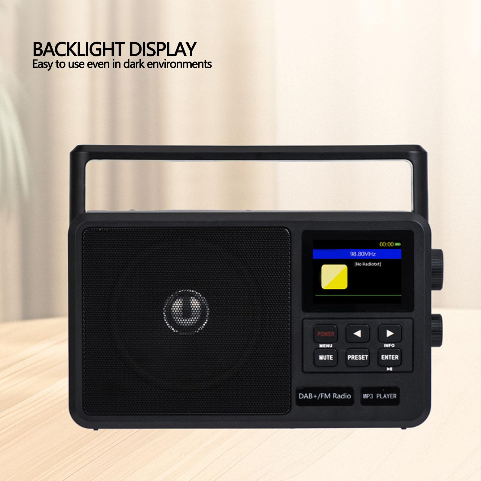 Radio FM Dab Portátil para Personas Mayores con Perilla Grande: Radio por Internet Fácil de Usar con Altavoz de 8 W, Bluetooth 5.0, Pantalla LCD, Despertador, Temporizador de (Enchufe