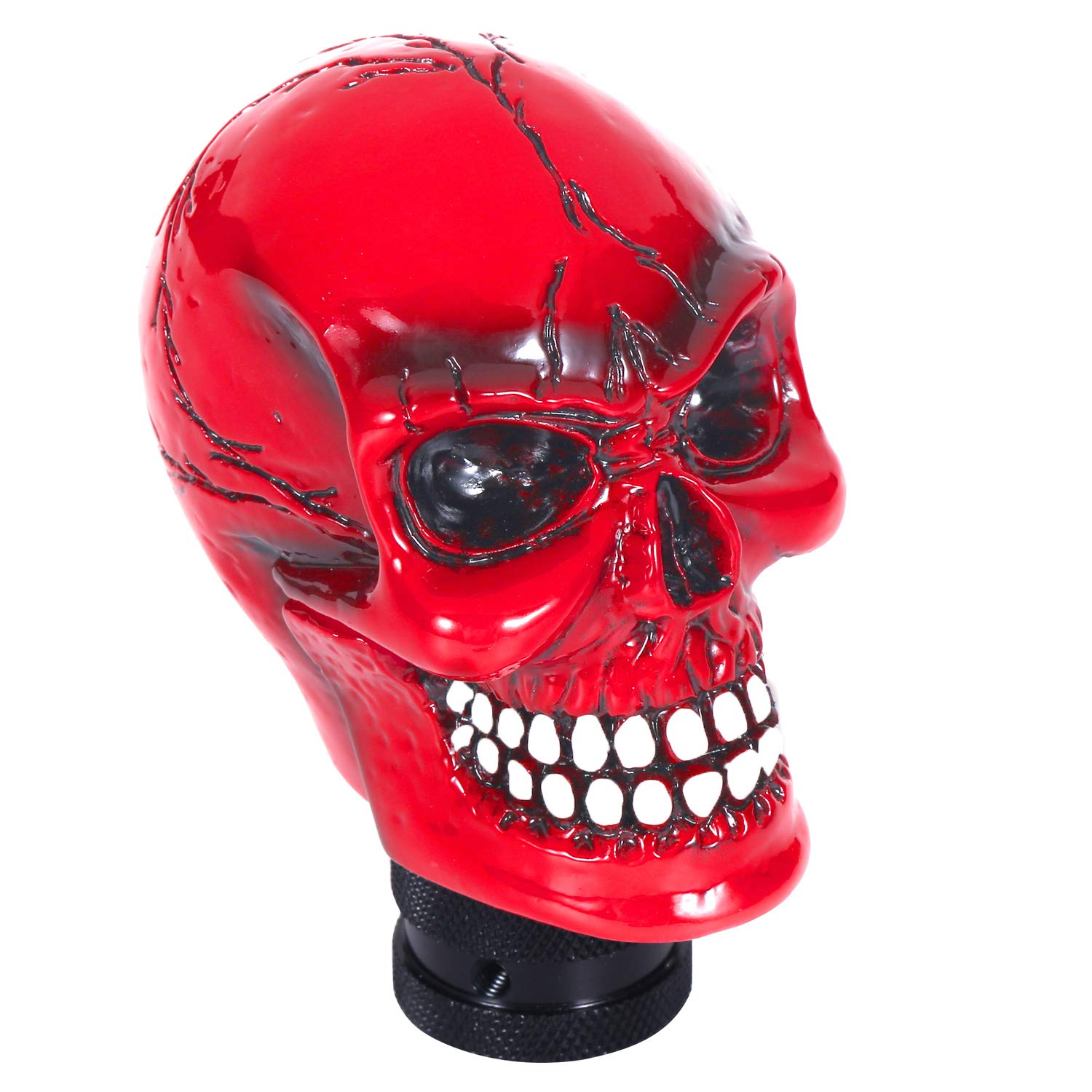 Bashineng Skull Gear Shifter Handle, Devil Head Shape Auto Car Stick Shift Knob Fit Most Manual Transmissions (Red)