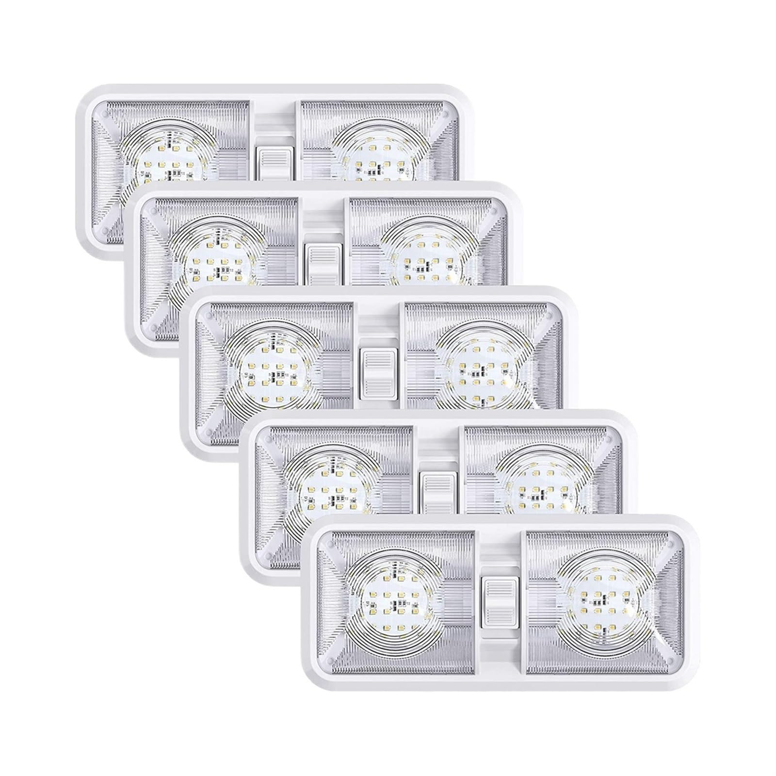 RV Interior Lights 640 Lumen Ceiling Double Dome Light with Switch Car, for RV Trailer Camper Boat 48 LED 5 Pack Luz de lectura superior del coche