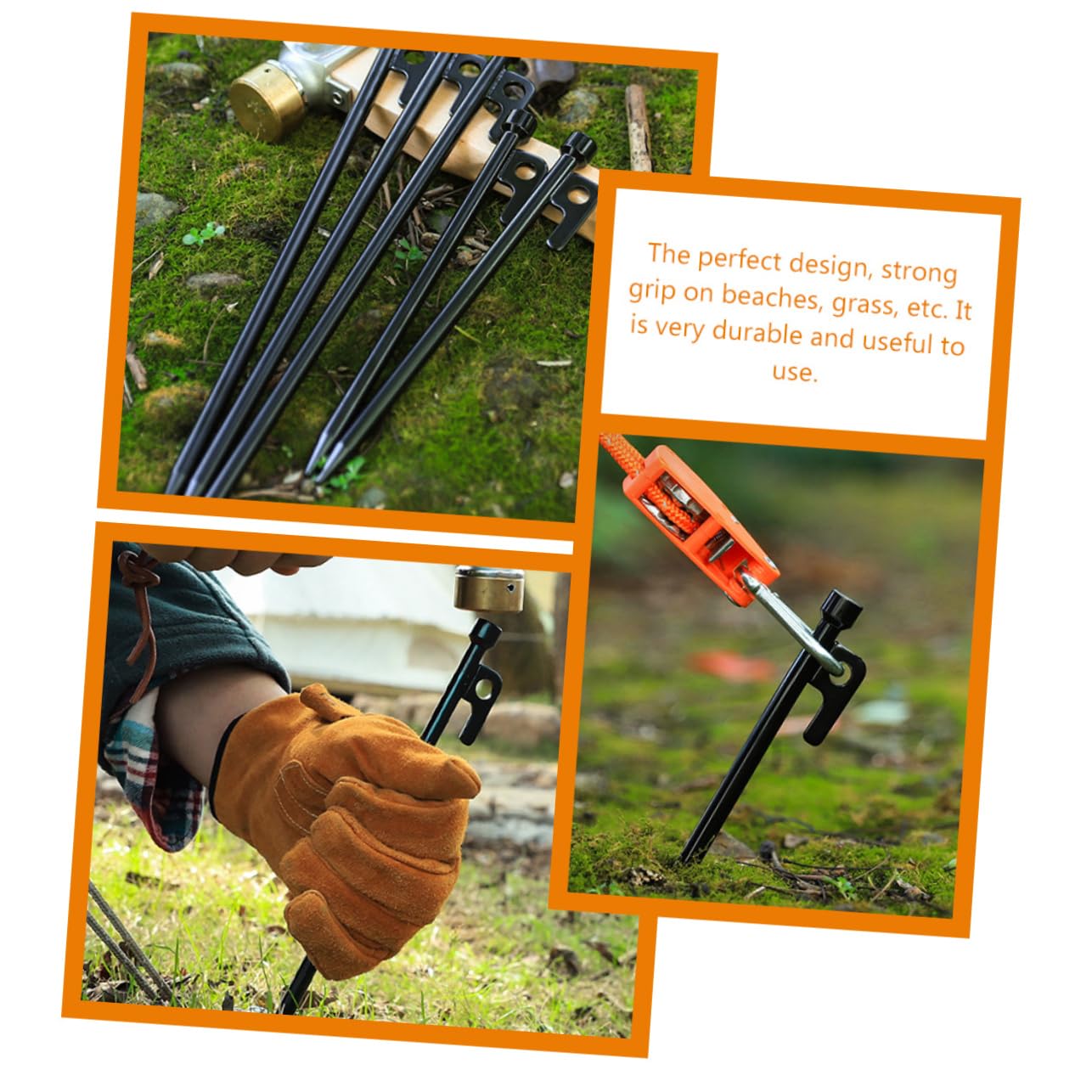 10 Pièces Lot de Piquets De Tente Métal pour Camping Extérieur avec Pointe Épaisse Et Boucle Résistants Vent