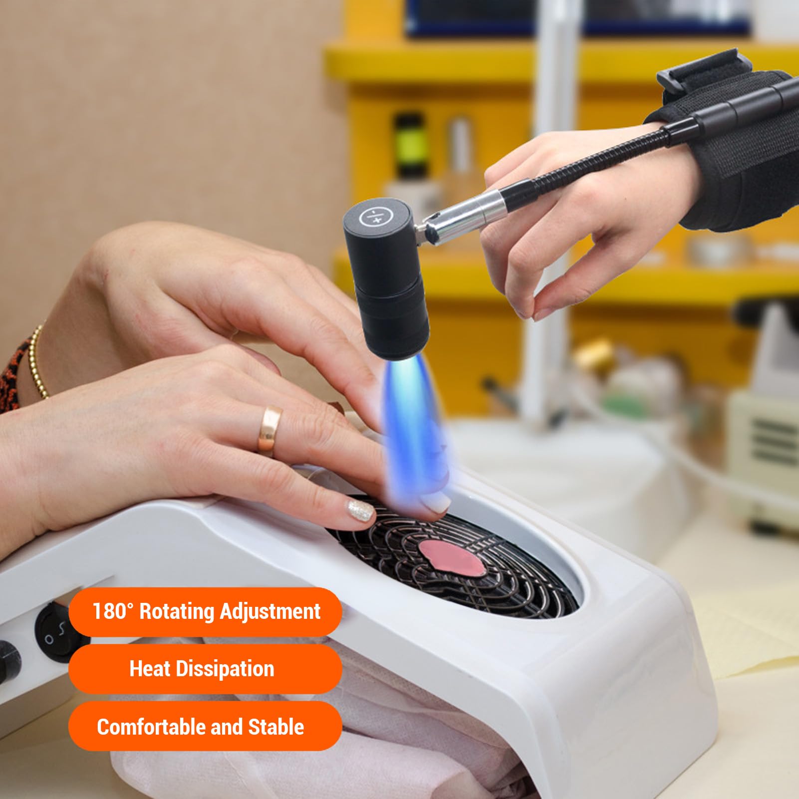 Lámpara LED portátil para uñas y pestañas, luz de curado ajustable con temporizador y modo dual (30/60/90 s), ideal para geles y extensiones, enchufe UE, diseño compacto negro