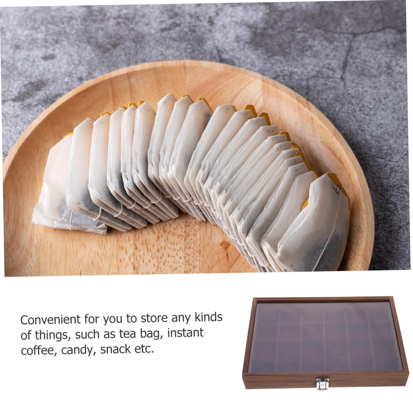 Alipis Tea Bag Storage Organizer Chest Wood Tea Bag Holder with Lid Elegant Compartment Box for Kitchen Counter Cabinet Compact Design for Tea Lovers