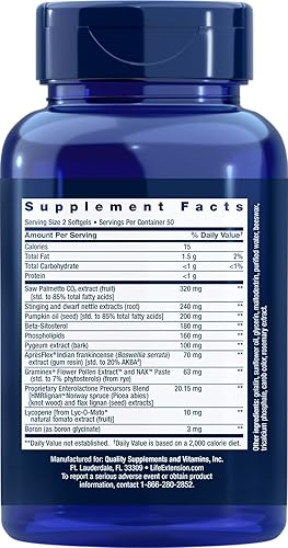 Vista 2 de Life Extension Fórmula ultra próstata, 100 cápsulas blandas, suplemento natural para hombres