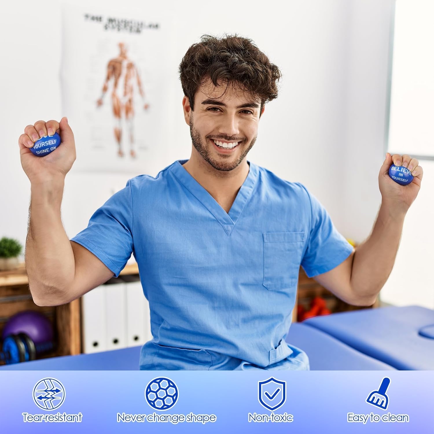 Aneco 80 Pcs Motivational Stress Balls, 2 Inch Foam Ball with Inspirational Quotes, PU Stress Relief Foam Squeeze Balls with Motivational Languages for Office and Home Use Party Favors, Dark Blue