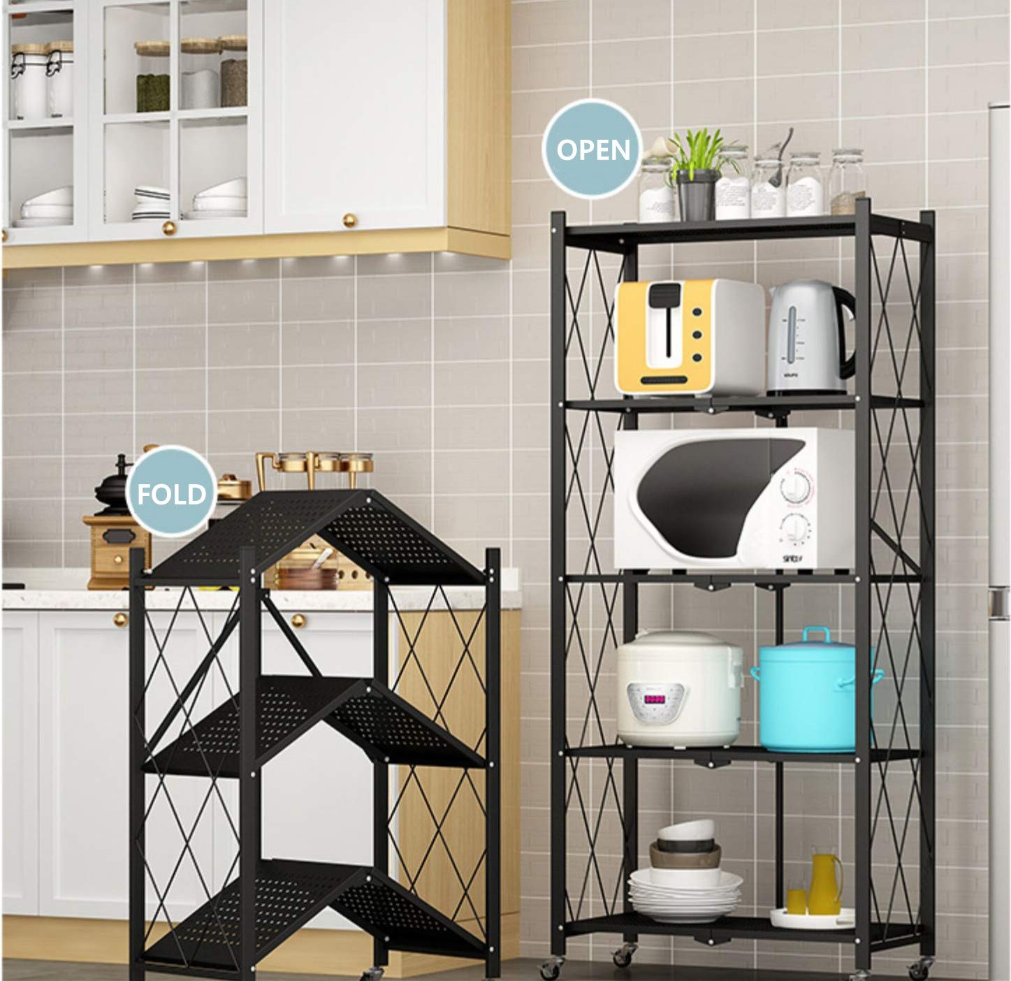MultiShelf Foldable Storage Shelves for Garage Kitchen Home Closet