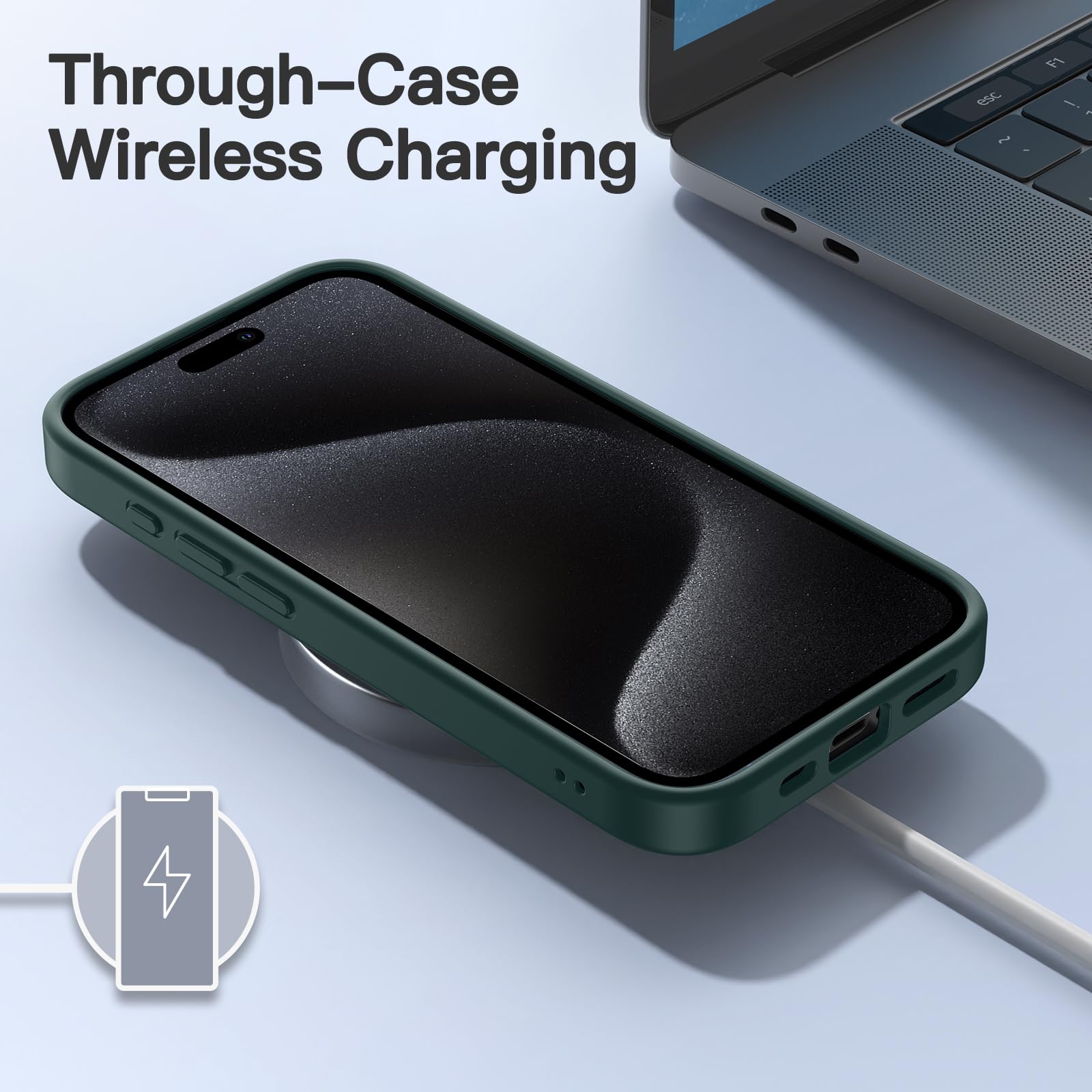 Custodia Opaca Per IPhone 15 6,1 Pollici – Antiurto, Antigraffio, Retro Traslucido Satinato, Anti-impronte, Protezione 360° (Verde)