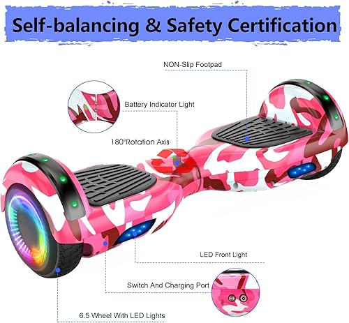 Miniatura 2 de LIEAGLE Hoverboard - Patineta autoequilibrante de 16.5 cm, 6.5 pulgadas, con ruedas Bluetooth, luces LED, para niños y adultos