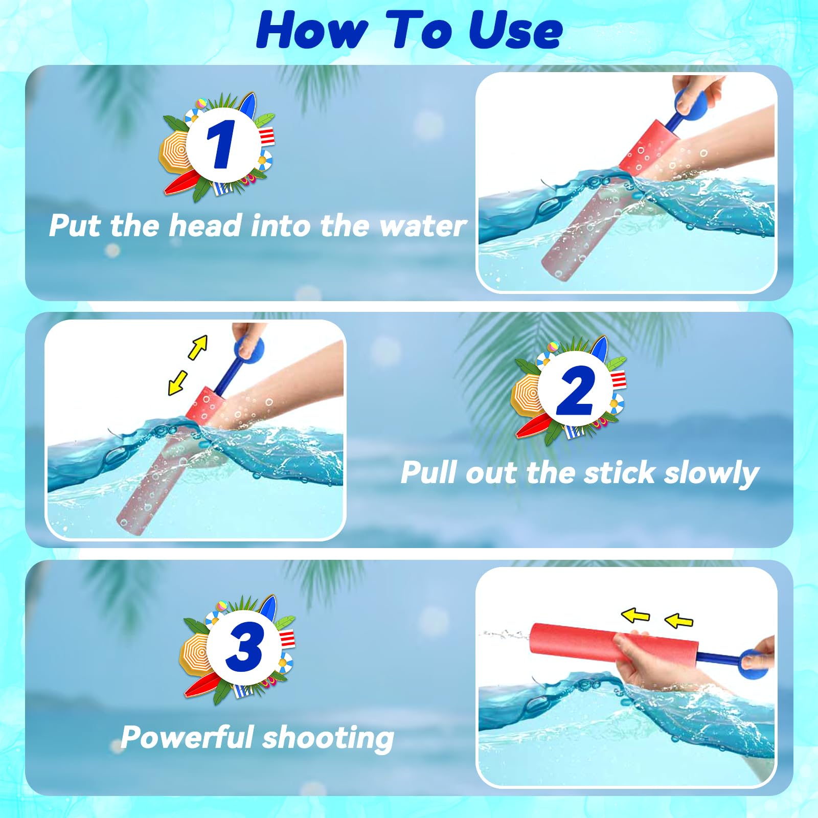 Pistola ad Acqua, 12pcs Pistole ad Acqua Schiuma, Giocattoli da Battaglia 8 m, Giocattolo Estivo per Piscina, Adatto per Spiaggia, Piscina, Giardino e Giochi All'aperto, per Bambini 3-12 anni