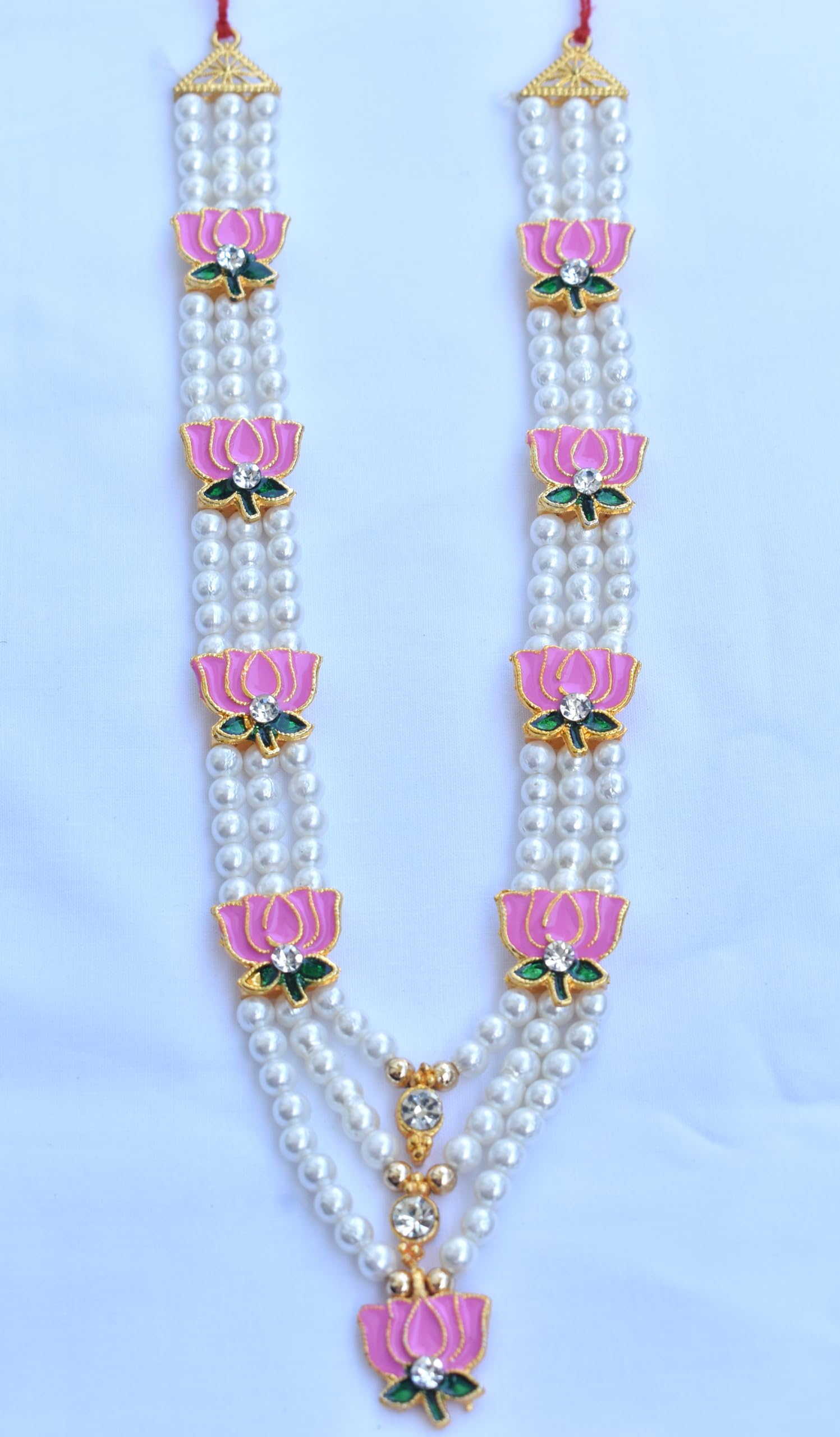 Laddu Gopal ji Lotus Design Mala, Size - 9 inch Long,White Pearl Mala Suitable for Laxmi ji, MATA ji,Ganesh ji-picture-26