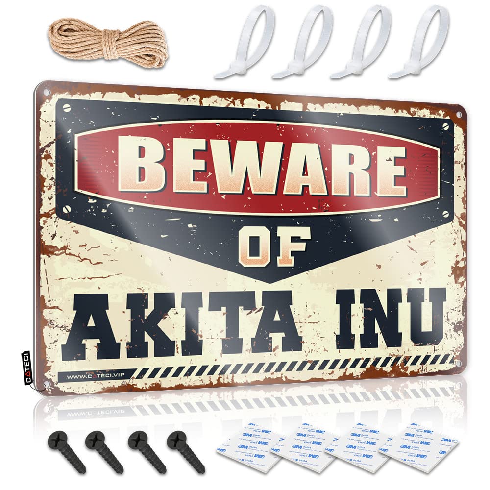 Fzfn Men's Colour Decoration Collection Sweet Beware Of Akita Inu For Days - Mancave Stuff For Customizable(20X30cm)