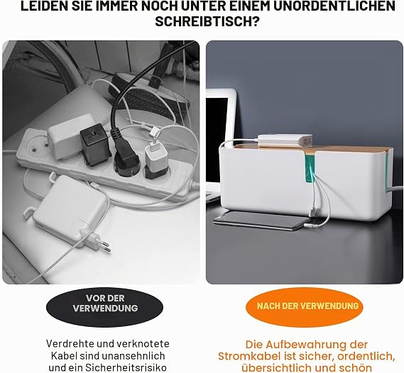 Firschoie Kabelmanagementbox 30x12x11.5cm Aufbewahrungsbox