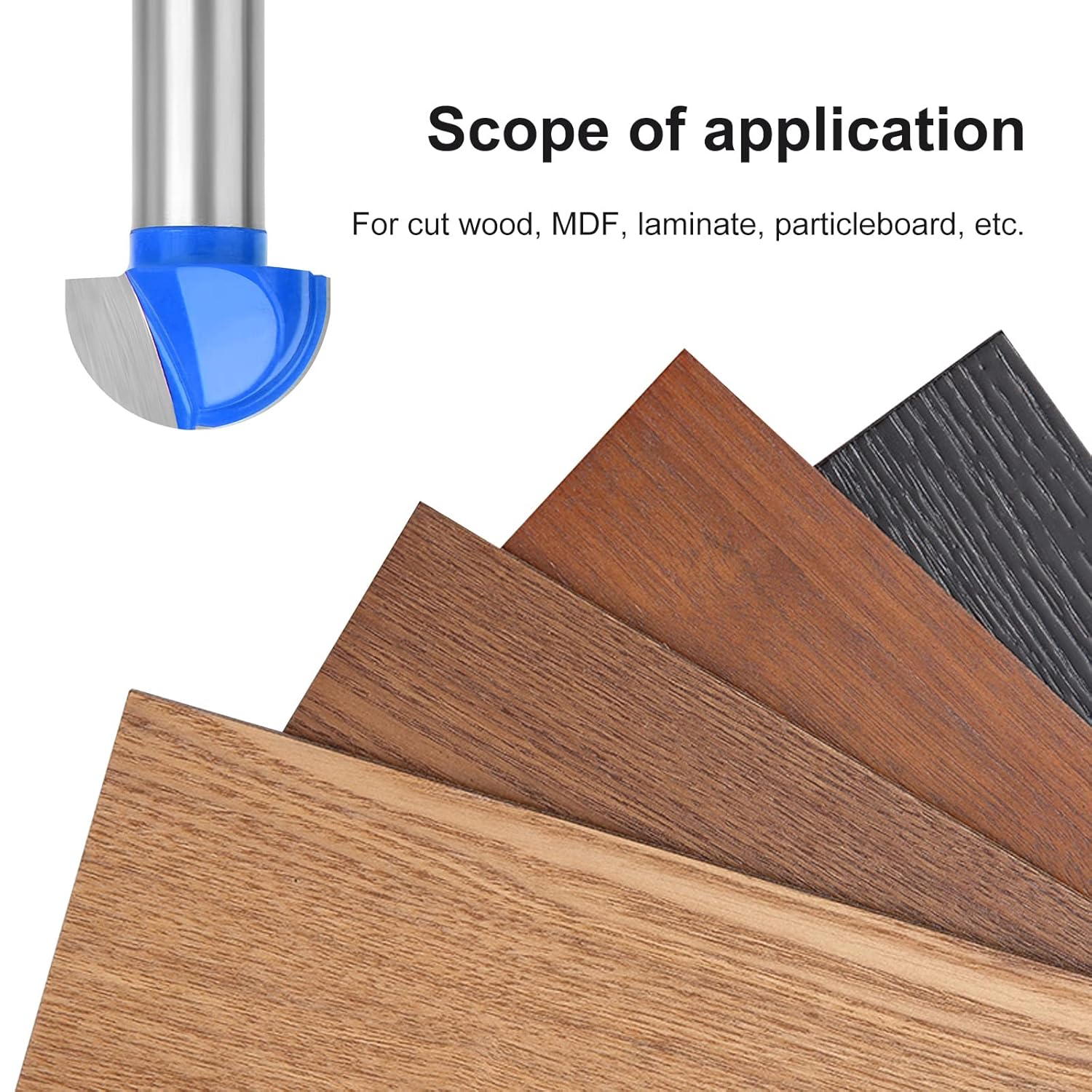 4Pcs Cove Box Cemented Carbide Router Bit for Woodworking, MDF and Plywood, 1/2" Shank Round Nose, 5/8" 3/4" 7/8" 1" Cutting Diameter
