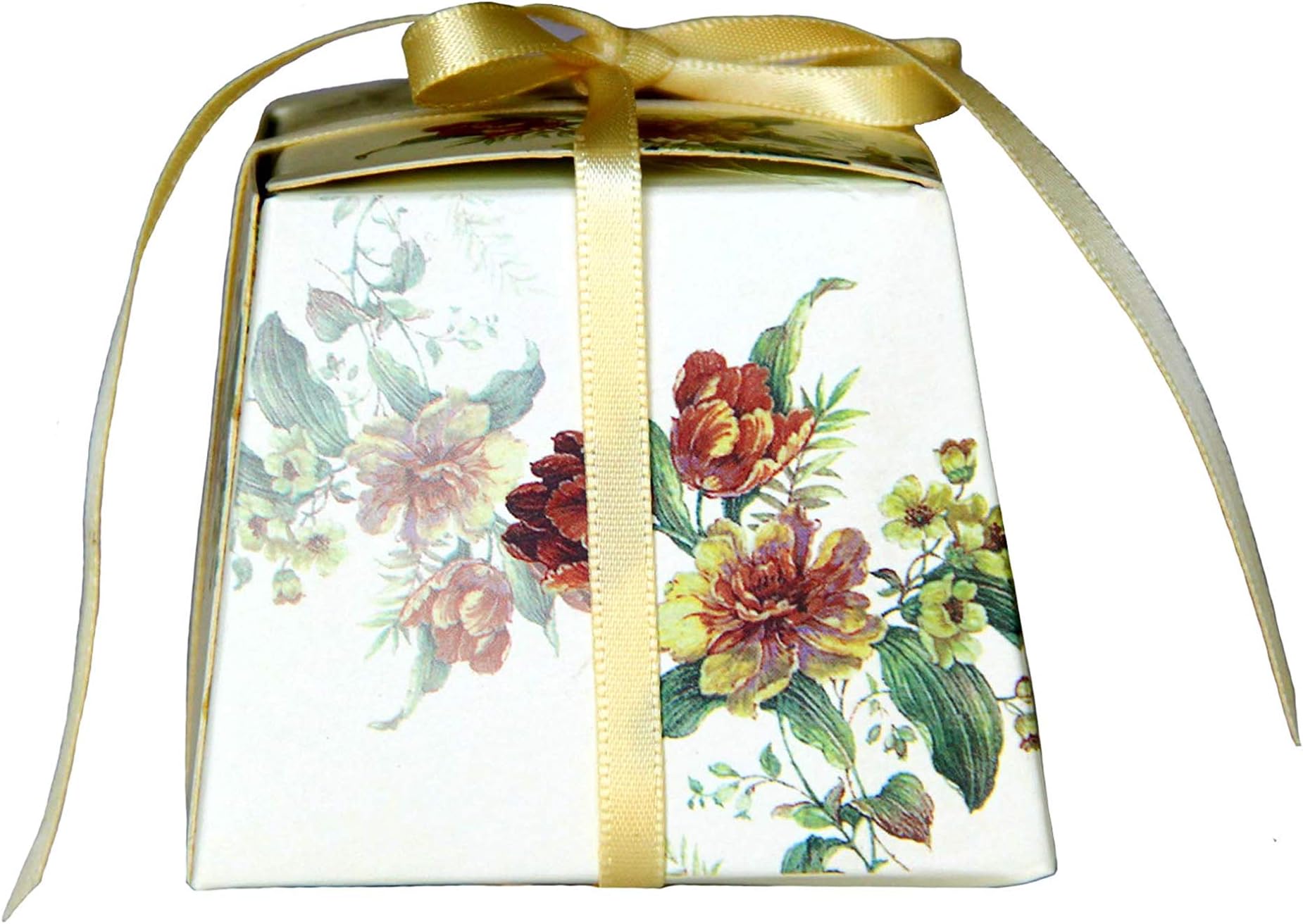 20 Cream Wedding Party Sweets Candy Favours Boxes with Ribbon Tie Vintage Floral Patterns