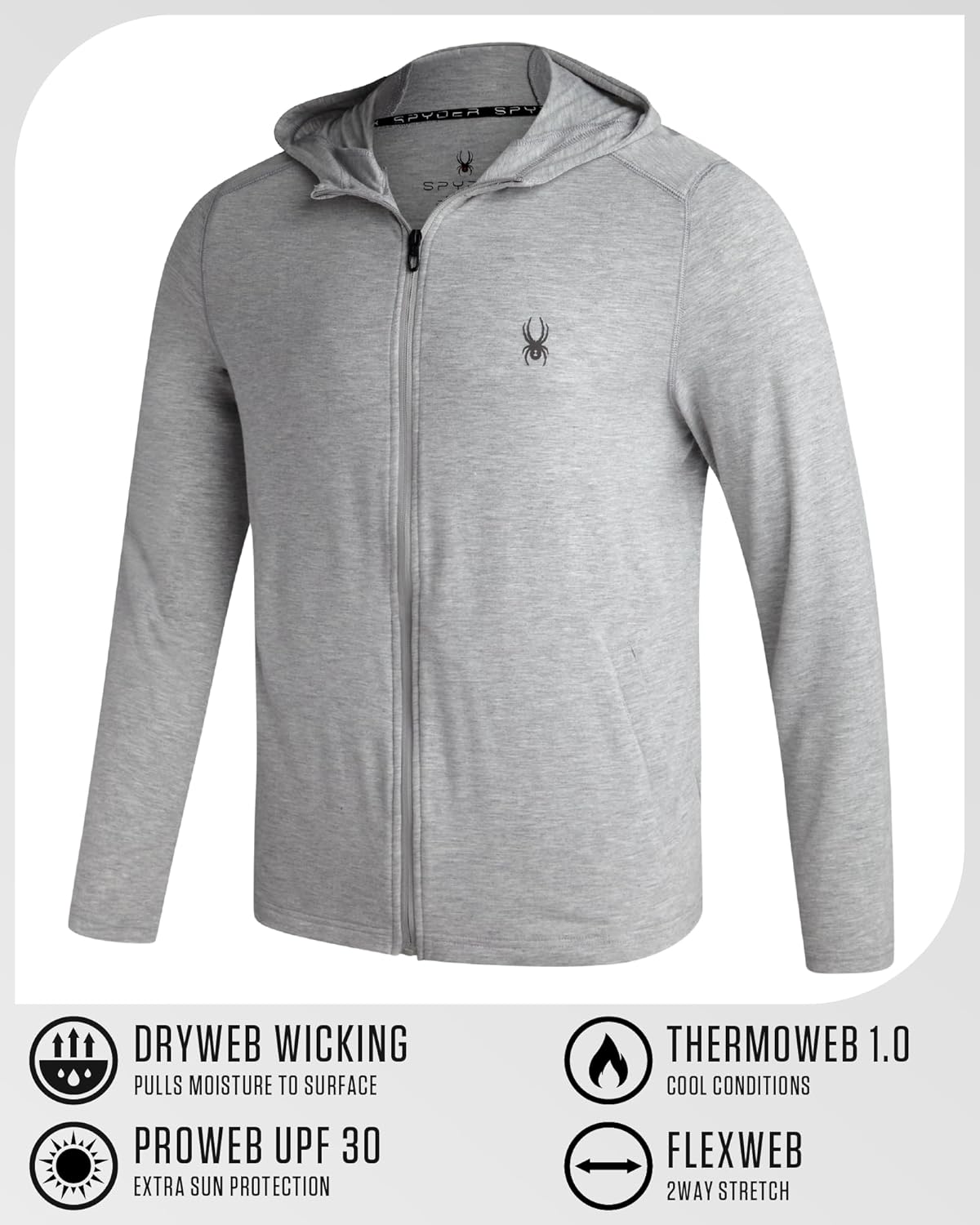 Spyder Mens Athletic Hoodies - Breathable UPF 30+ Full Zip Up Mens Hoodies Moisture Wicking Sweatshirts - Image 3