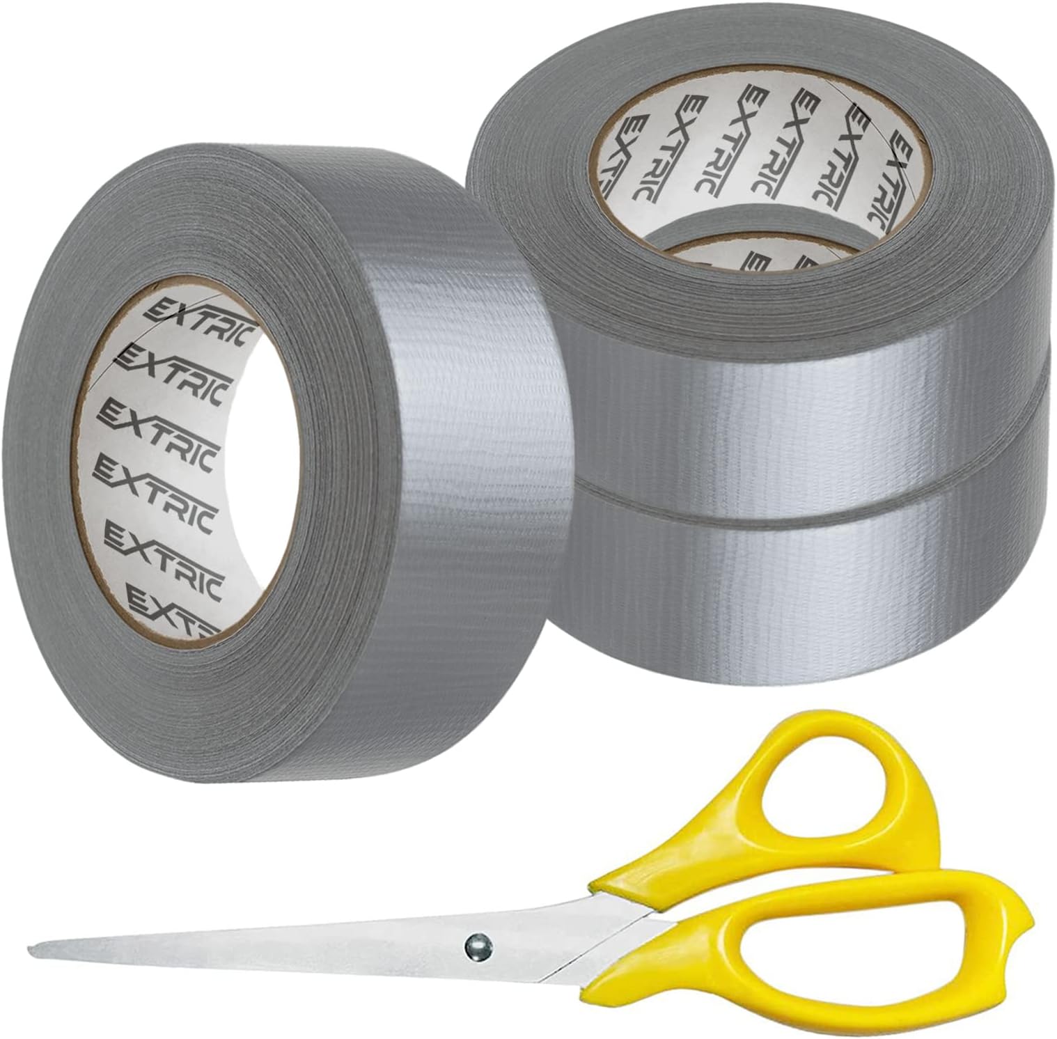 EXTRICDuct Tape, Silver Duct Tape, 2 inch x 60 yard, 3 Rolls, Heavy Duty Tape, Waterproof Tape - includes Scissors