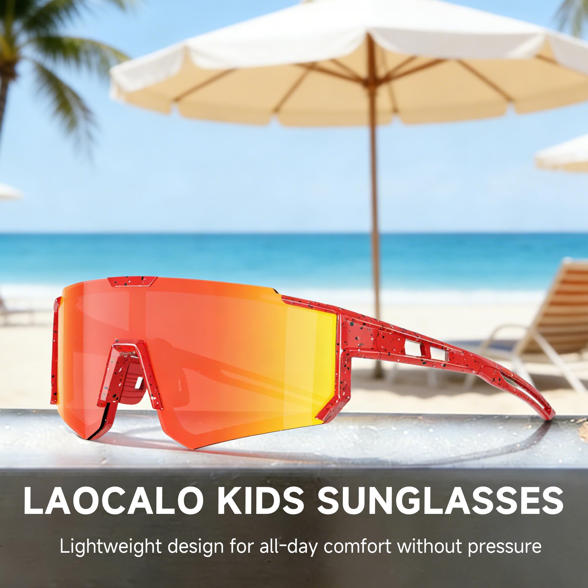 Laocalo Youth Sports Baseball Sunglasses Lightweight Kids Polarized Sunglasses Softball Cycling for Boys Girls Age 3-12 - 5